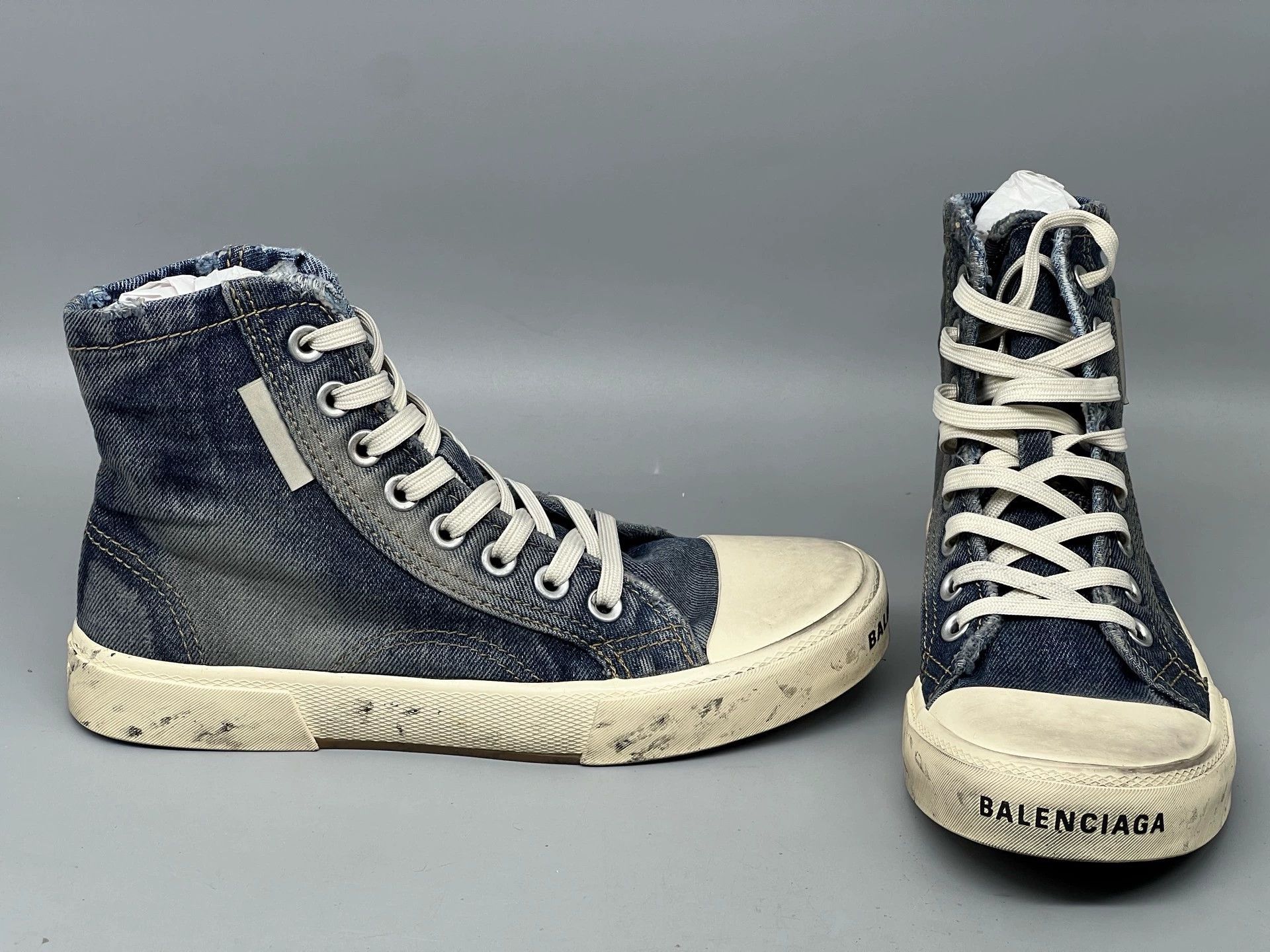 Balenciaga balenciaga blue distressed high-top sneakers Size US 7.5 / EU 40-41 - 2 Thumbnail
