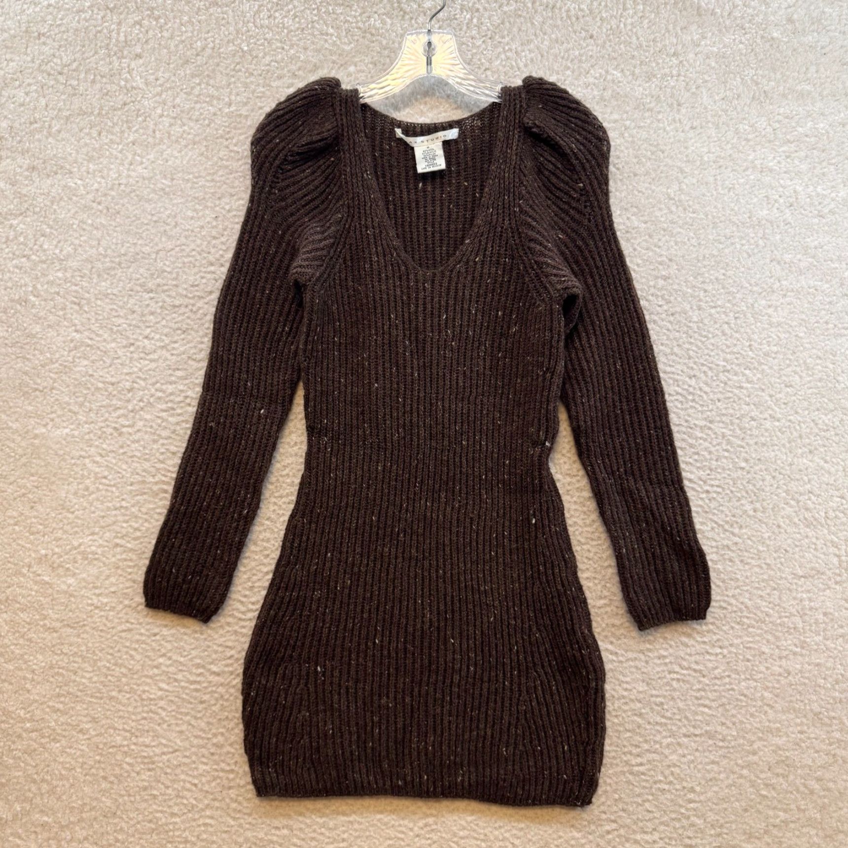 Vintage VINTAGE Y2K Mini Sweater Dress M Brown Wool Blend Knit Grunge Boho Fairy Style Max Studio Shirt? Size M / US 6-8 / IT 42-44 - 2 Thumbnail