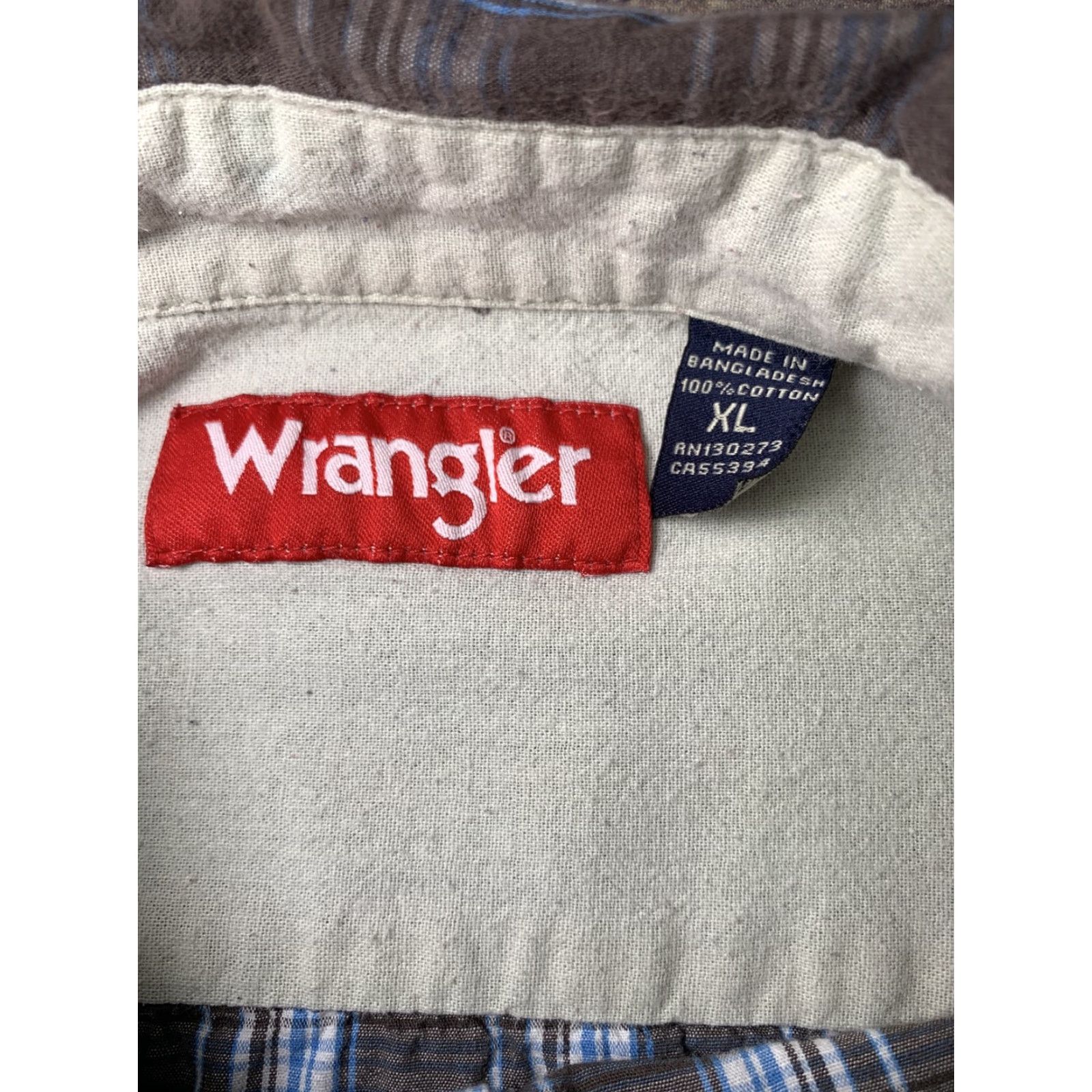 Wrangler Wrangler Shirt Mens XL Short Sleeve Brown White Blue Plaid Button Up Western Shirt Size US XL / EU 56 / 4 - 7 Thumbnail