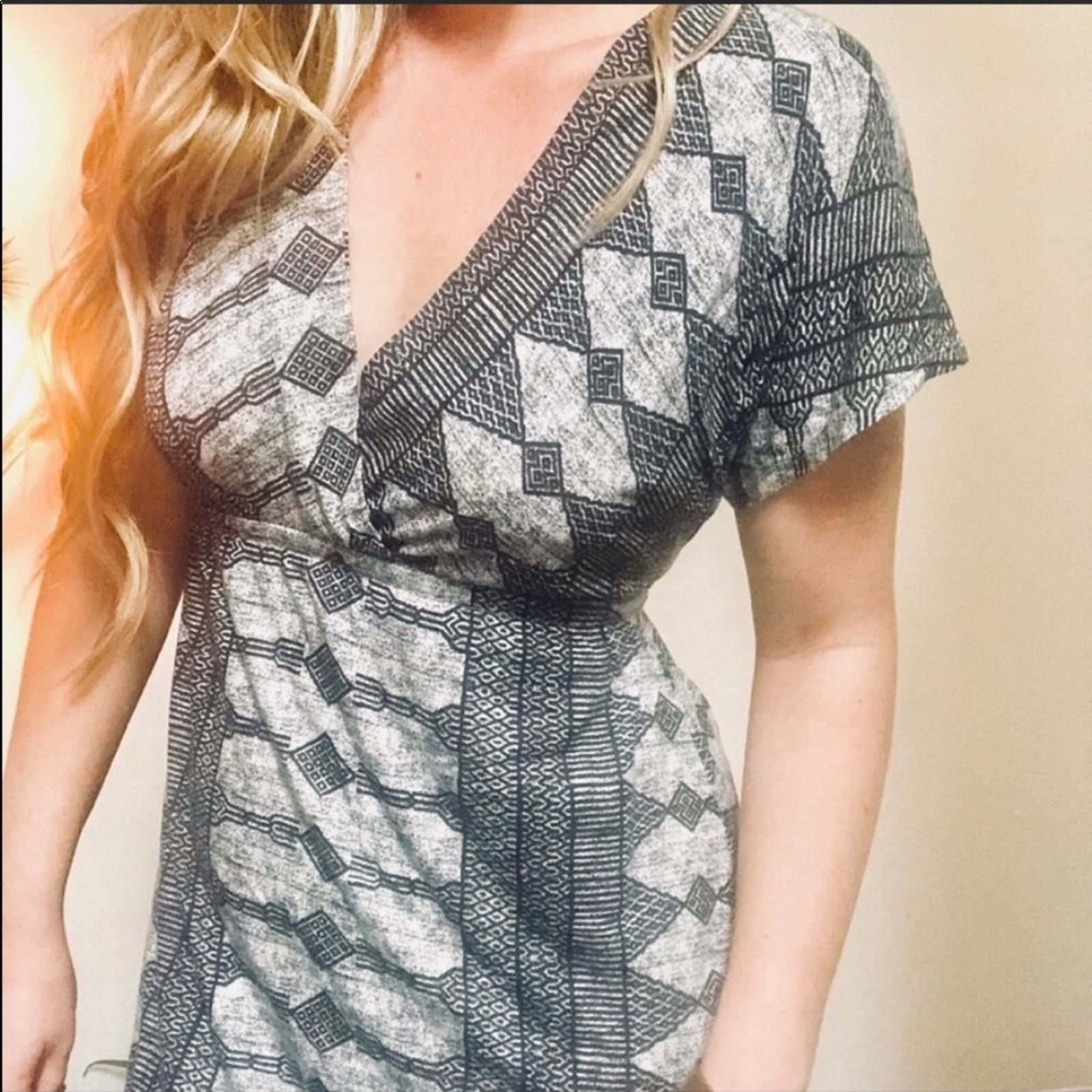 Anthropologie NEW ANTHROPOLOGIE Tracy Reese Tribal Grey Black White Dress Size M / US 6-8 / IT 42-44 - 2 Thumbnail