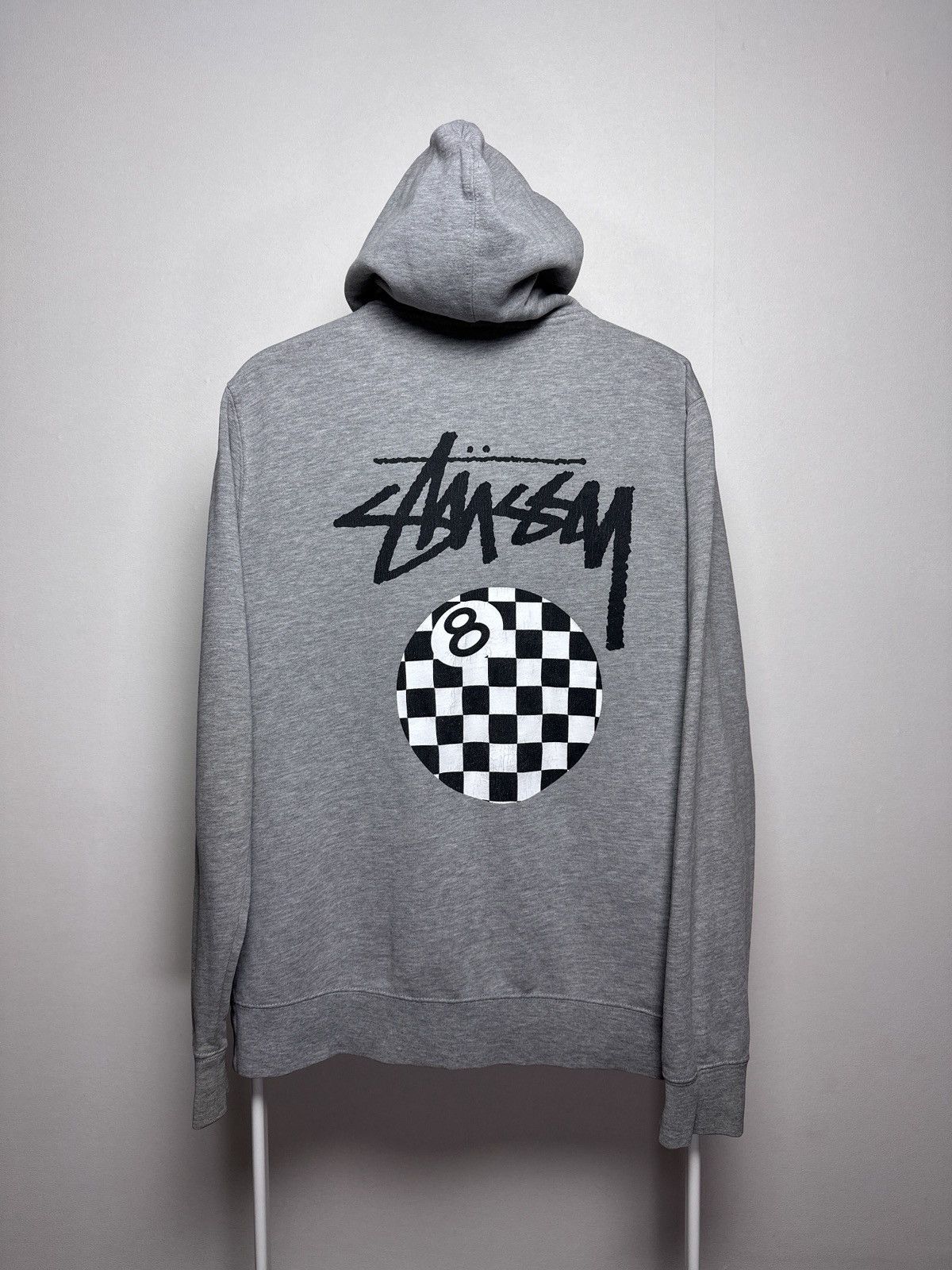 Streetwear × Stussy Grey Stussy 8 Ball Zip Up Hoodie | Grailed