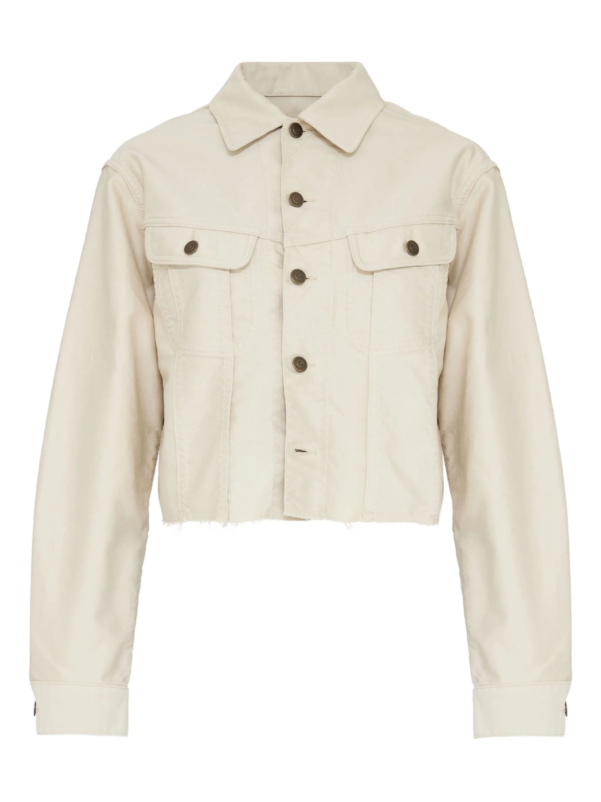 Maison Margiela o1w1db10526 Short Denim Jacket in Cream Size M / US 6-8 / IT 42-44 - 1 Thumbnail