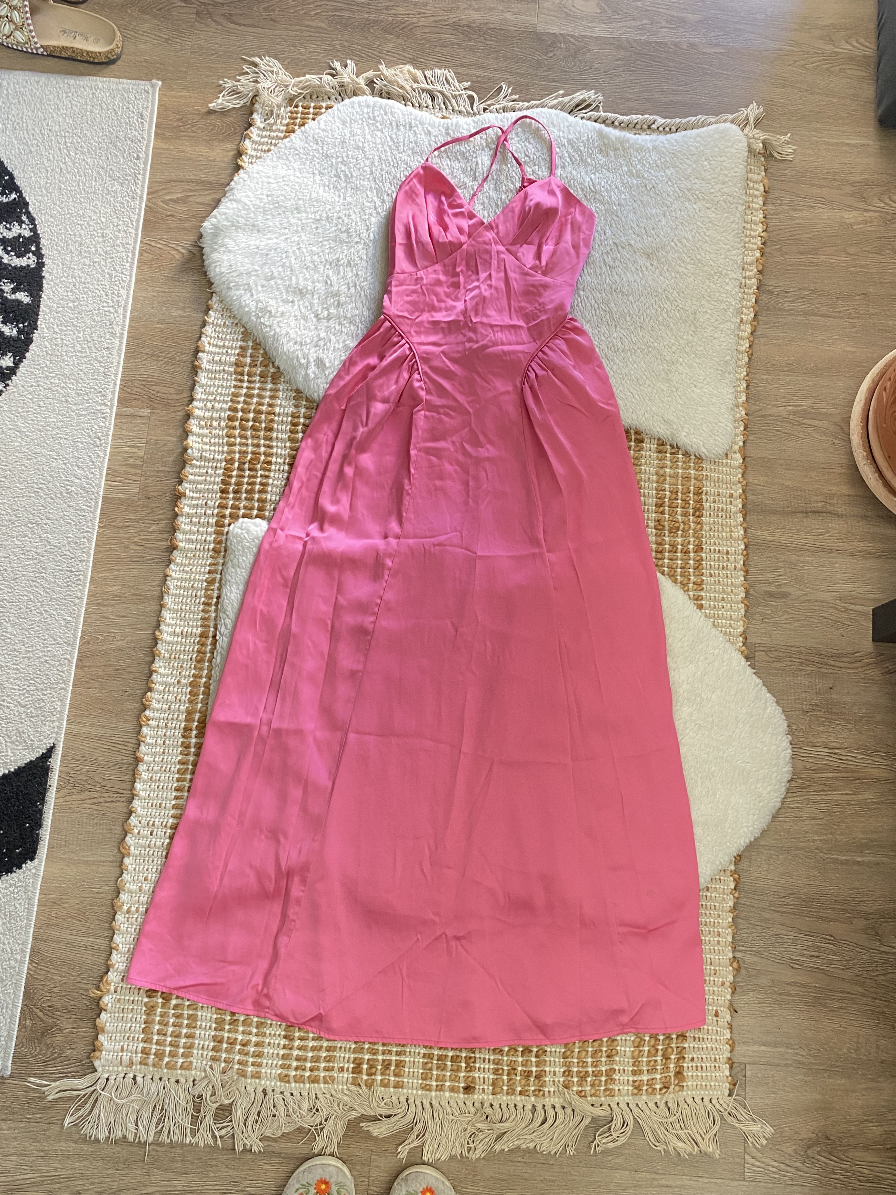 Forever 21 Forever 21 Fuchsia Pink Satin Lace-Up Maxi Dress Size S / US 4 / IT 40 - 10 Thumbnail