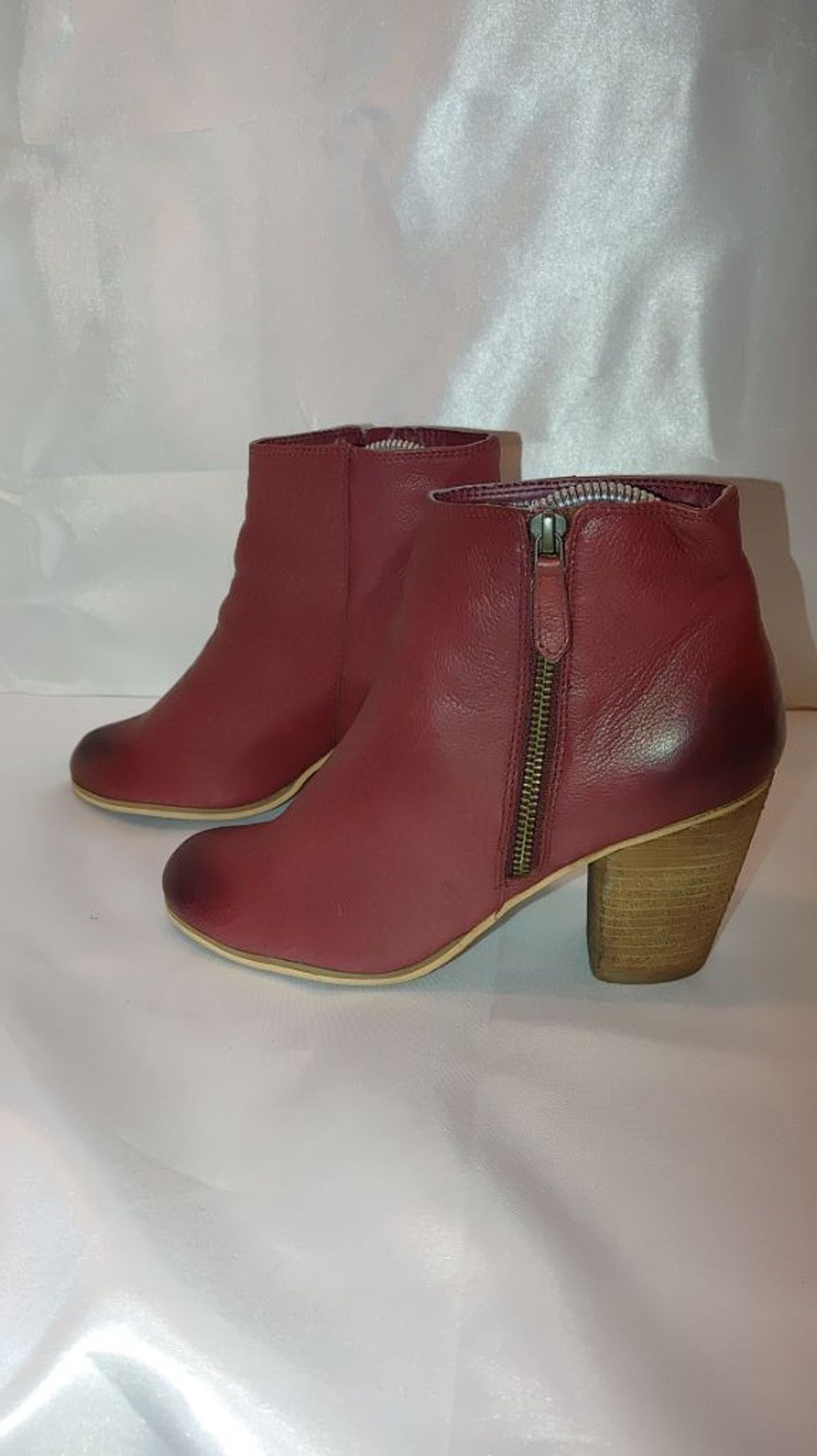 Nordstrom BP Brass Plum Leather Booties Size 8M Size US 8 / IT 38 - 2 Thumbnail