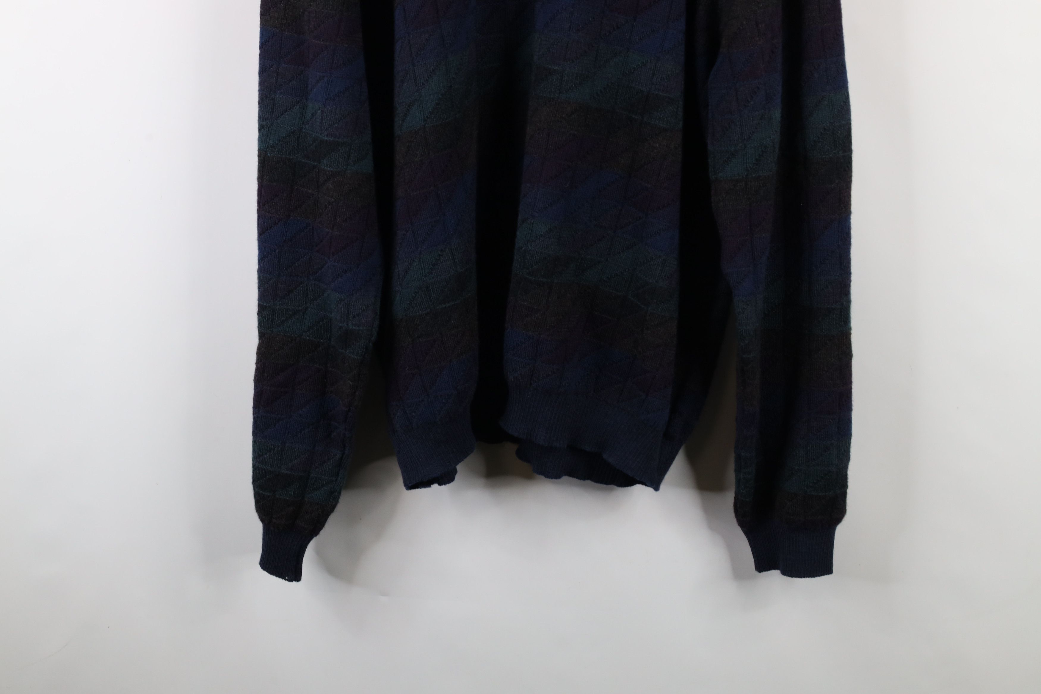 Vintage Vintage 90s Coogi Style Wool Rainbow Checkered Knit Sweater Size US XXL / EU 58 / 5 - 11 Thumbnail