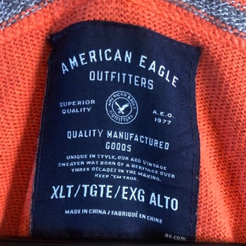 American Eagle Outfitters American Eagle Outfitters Mens Sweater Orange V Neck Pullover 100% Cotton XLT Size US XL / EU 56 / 4 - 4 Thumbnail