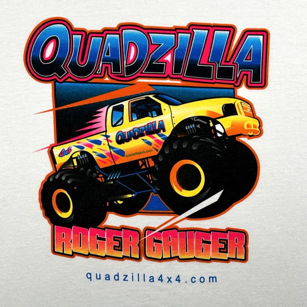 Gildan VINTAGE Monster Truck Shirt Adult SMALL White QUADZILLA Roger Gau ger 4x4 Y2K Size US S / EU 44-46 / 1 - 2 Thumbnail