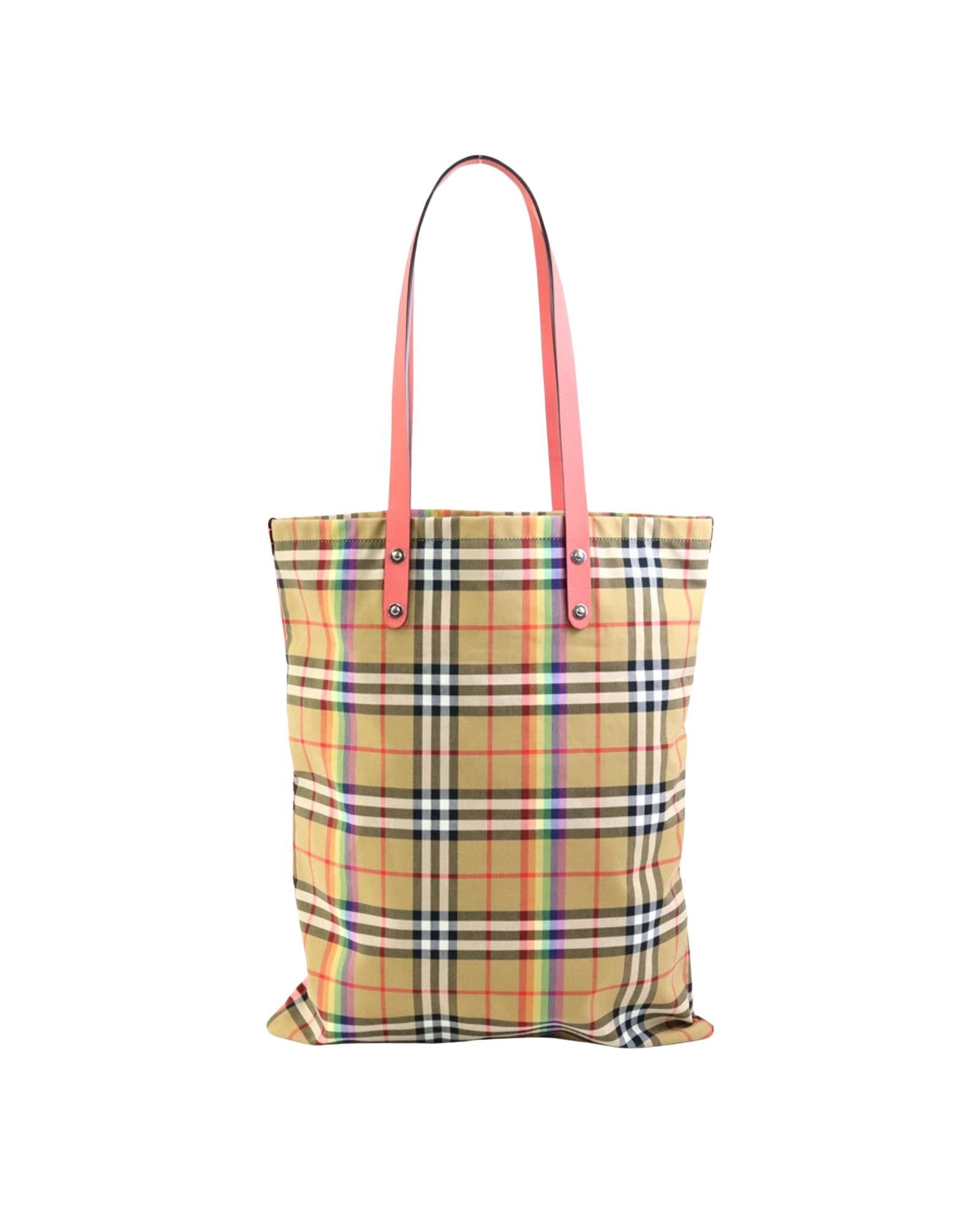 image of Burberry Stylish Multicolour Cotton Shoulder And Tote Bag, Women's