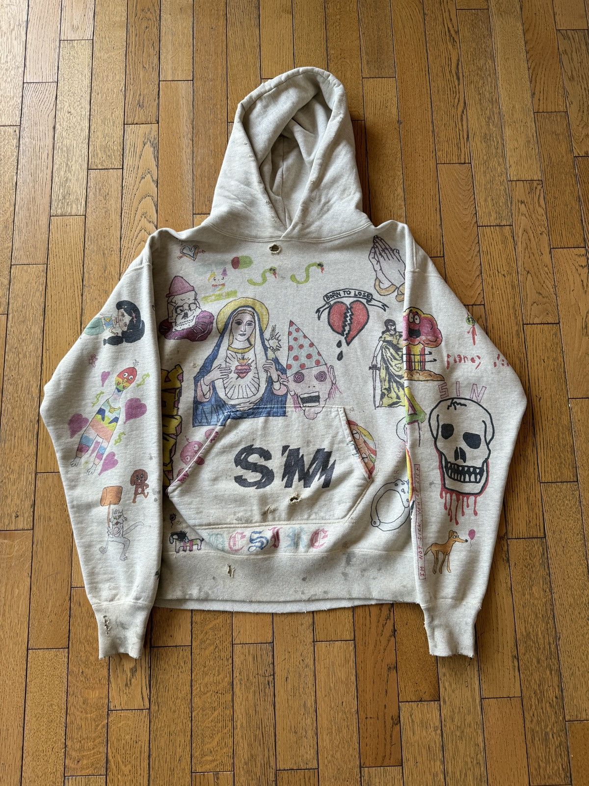 Japanese Brand *RARE* READYMADE Saint Michael GRAFFITI HOODIE SIMPSON |  Grailed