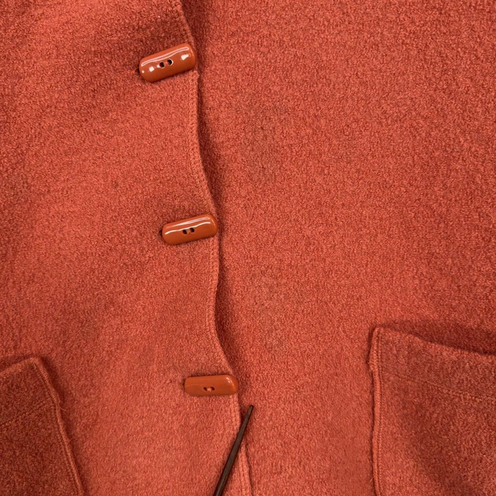 Vintage VINTAGE Josephine Chaus Jacket Womens Medium Rust Boiled Wool Button 90s Orange Wool Coat Size M / US 6-8 / IT 42-44 - 4 Thumbnail