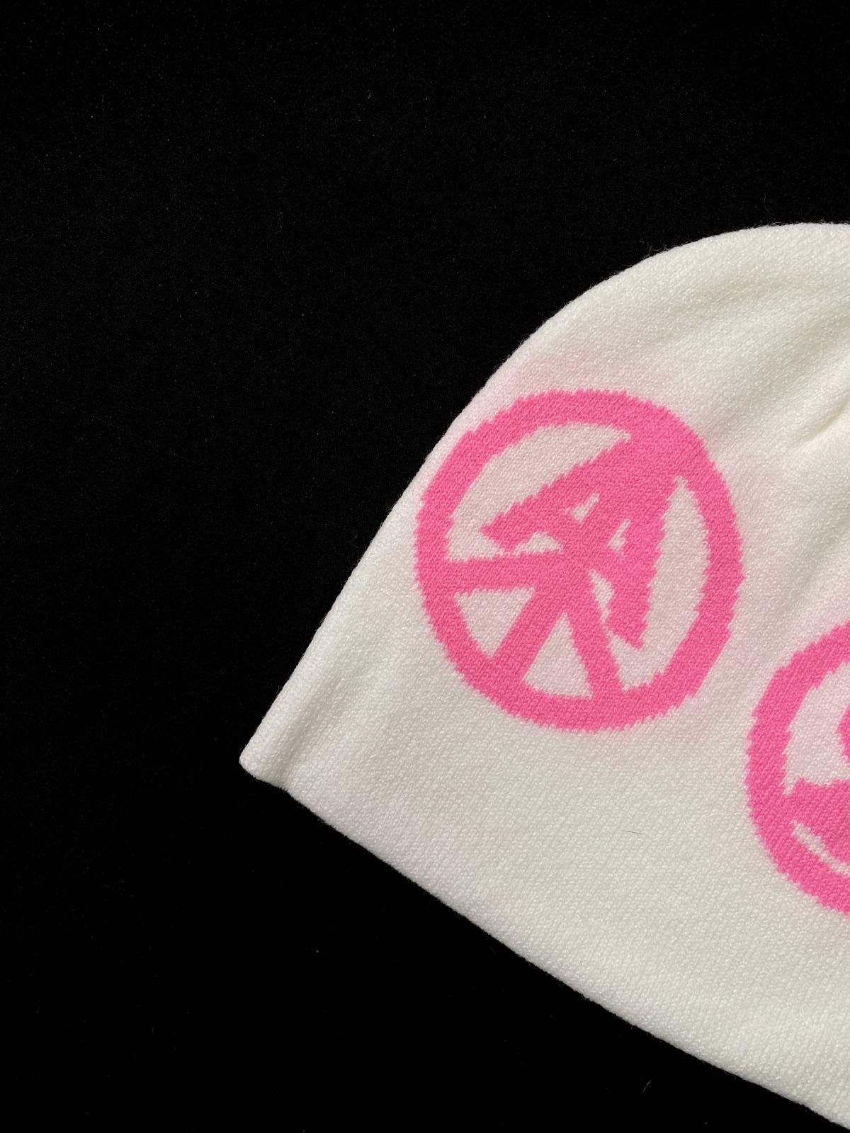 Japanese Brand Y2k Rare AS Peace Pattern No Cuff Knit White Beanie Hats OS Size ONE SIZE - 3 Thumbnail
