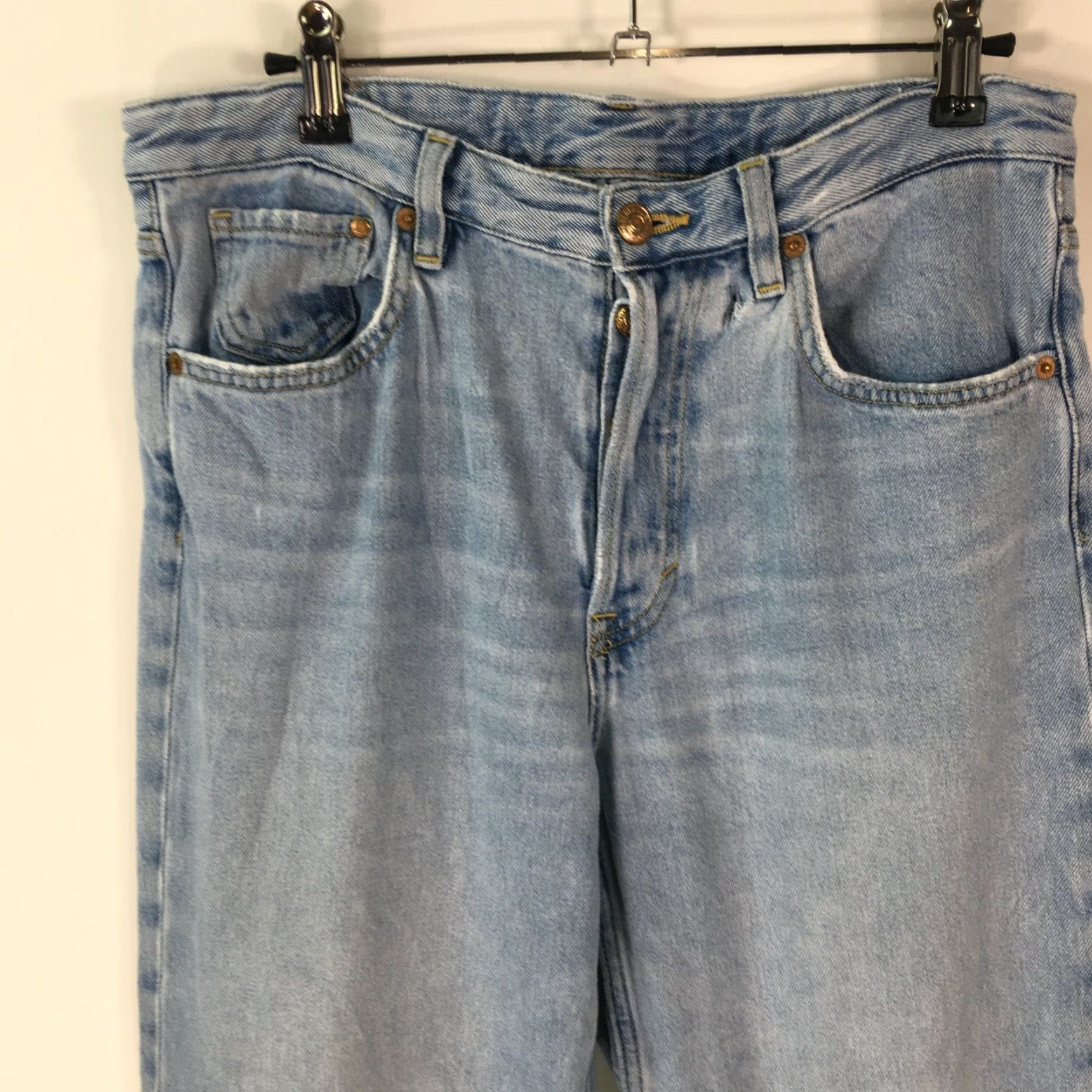 Denime &Denim Womens Straight Fit High Waist Button Fly Embroidered Blue Jeans Size 30 Size 30" / US 8 / IT 44 - 3 Thumbnail