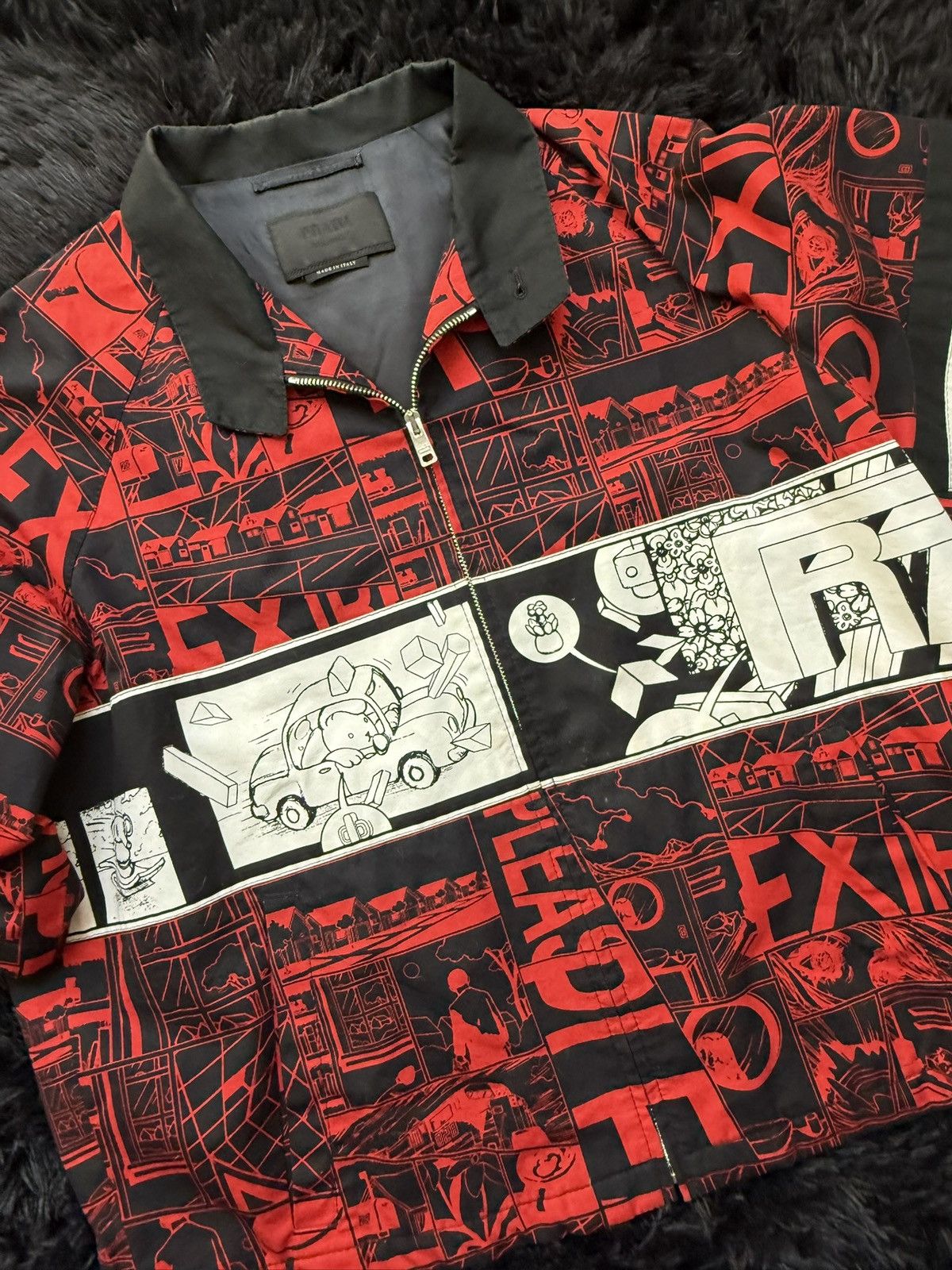 Prada Comic Zip Up Shirt Spring 2018 Size US L / EU 52-54 / 3 - 5 Thumbnail