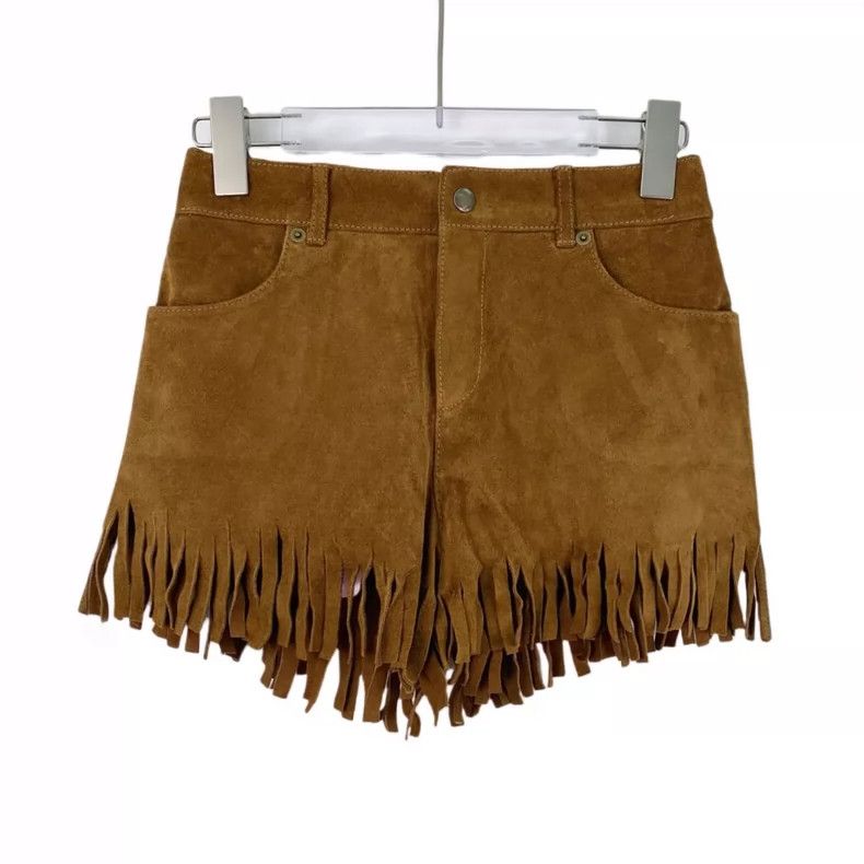 Saint Laurent Paris Saint Laurent Paris Cow leather casual shorts with brown t Size 35" - 1 Thumbnail