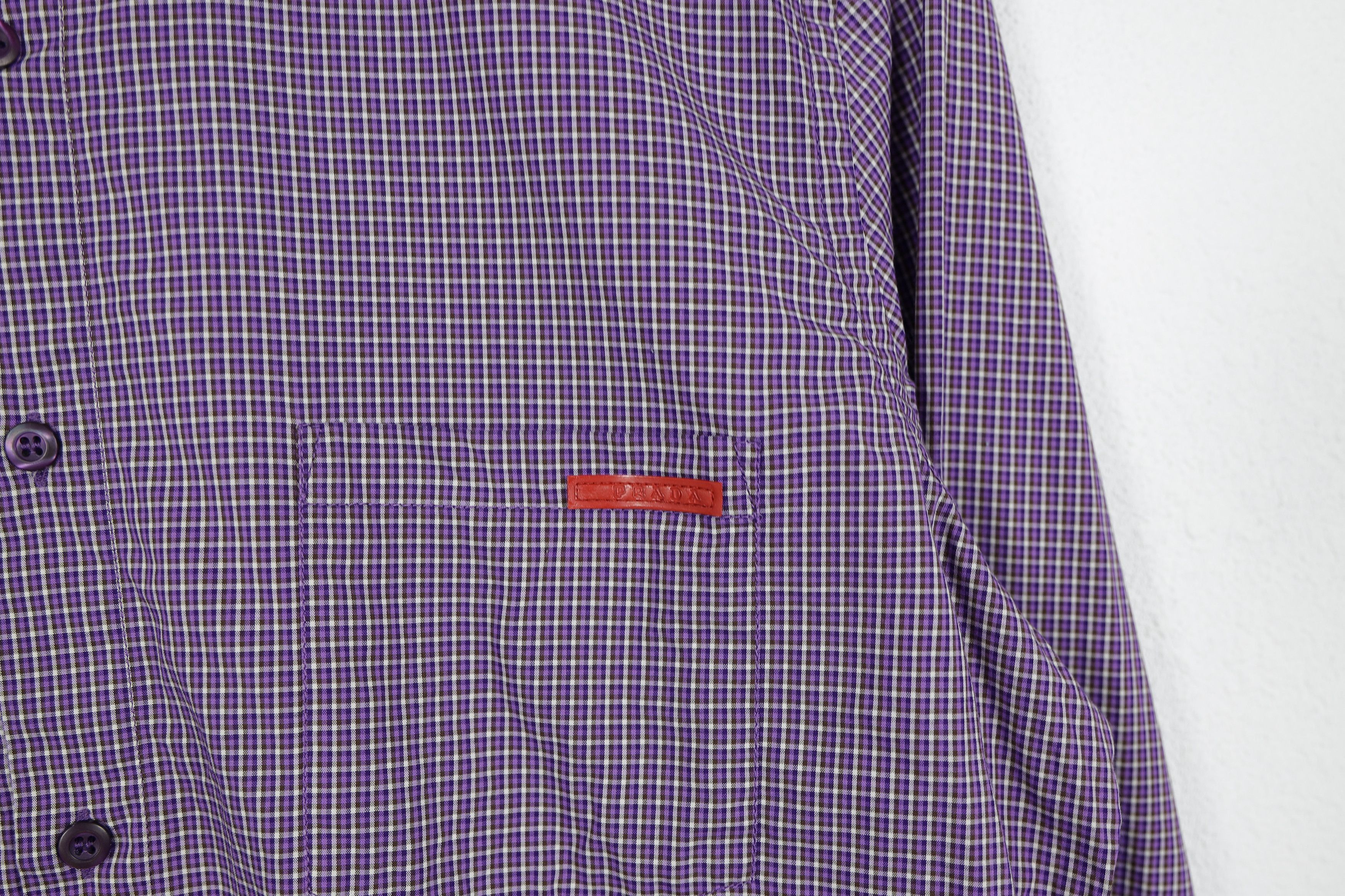 Prada Prada Red Rubber Logo Multicolor Check Shirt Size US M / EU 48-50 / 2 - 4 Thumbnail