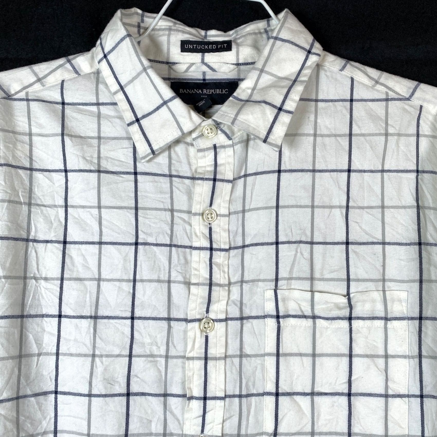 Banana Republic Banana Republic Mens Shirt White Multi Plaid Untuckit Fit Flannel Button Down M Shirt, Button-Up, Long Sleeve, Cotton, Casual Workwear, Regular, Mens Size US M / EU 48-50 / 2 - 2 Thumbnail