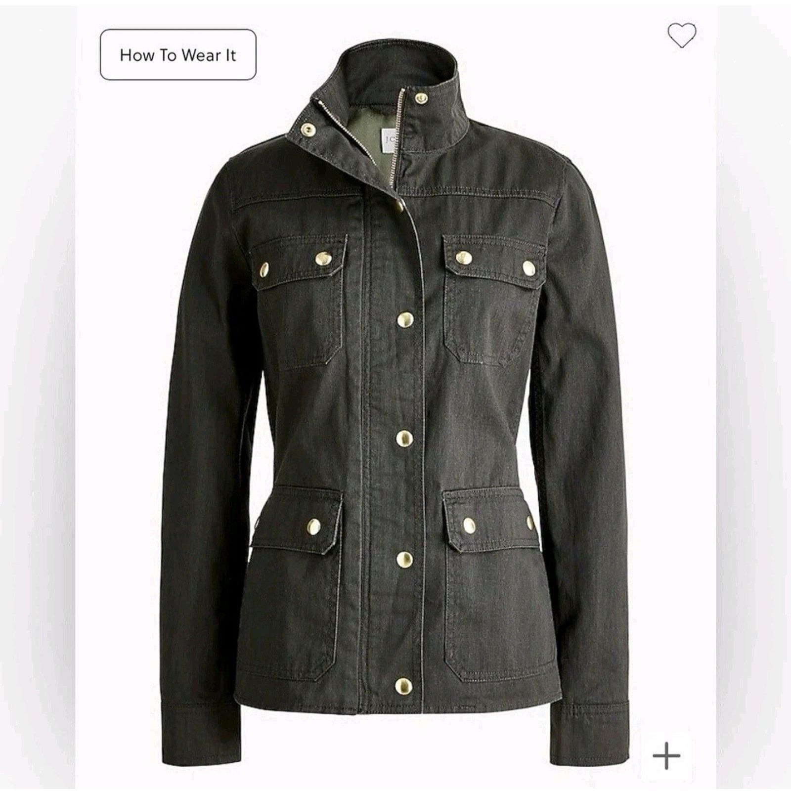 J.Crew J.Crew Resin-Coated Twill Field Jacket Women’s Moss Green Size XS / US 0-2 / IT 36-38 - 4 Thumbnail