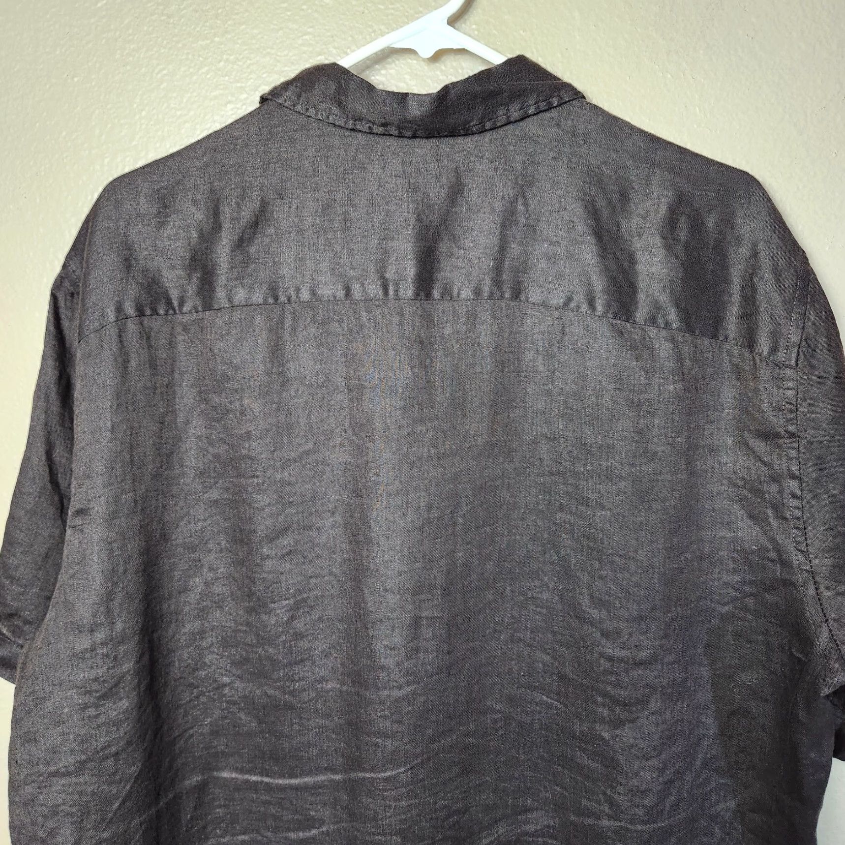 H&M H&M Mens |L| Dark Brown 100% Linen Short Sleeve Buttonfront Shirt Shirt Button-Up Pocketed Beach Preppy Vacation Mens L Brown Linen Size US L / EU 52-54 / 3 - 5 Thumbnail