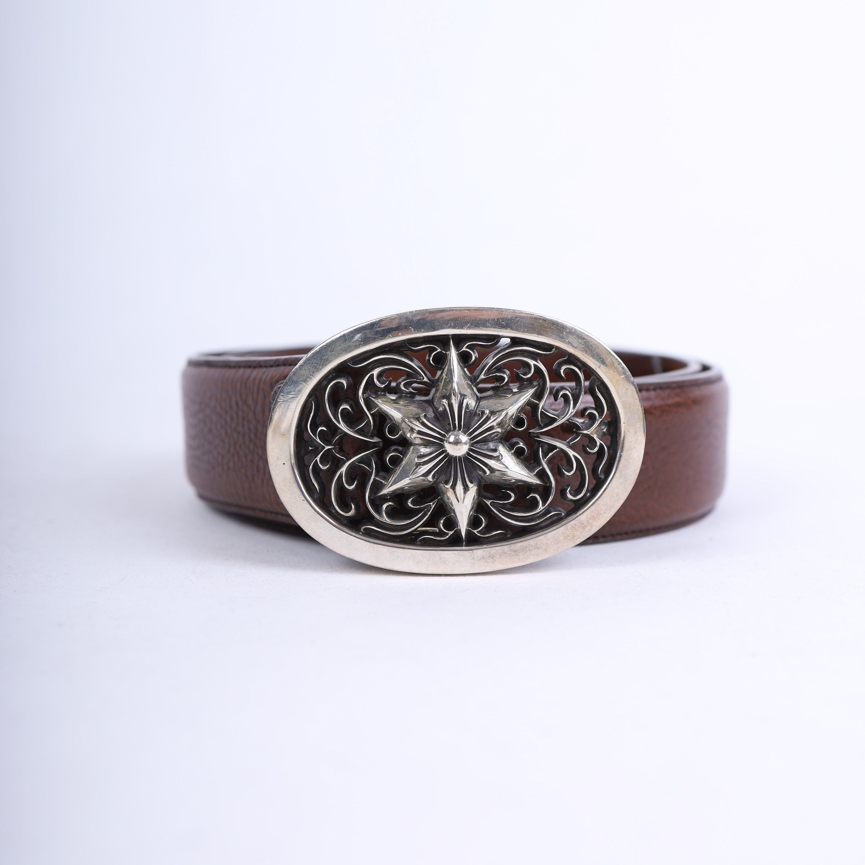 Chrome Hearts Chrome Hearts Star Oval Cross Brown Belt Size 38 - 3 Thumbnail