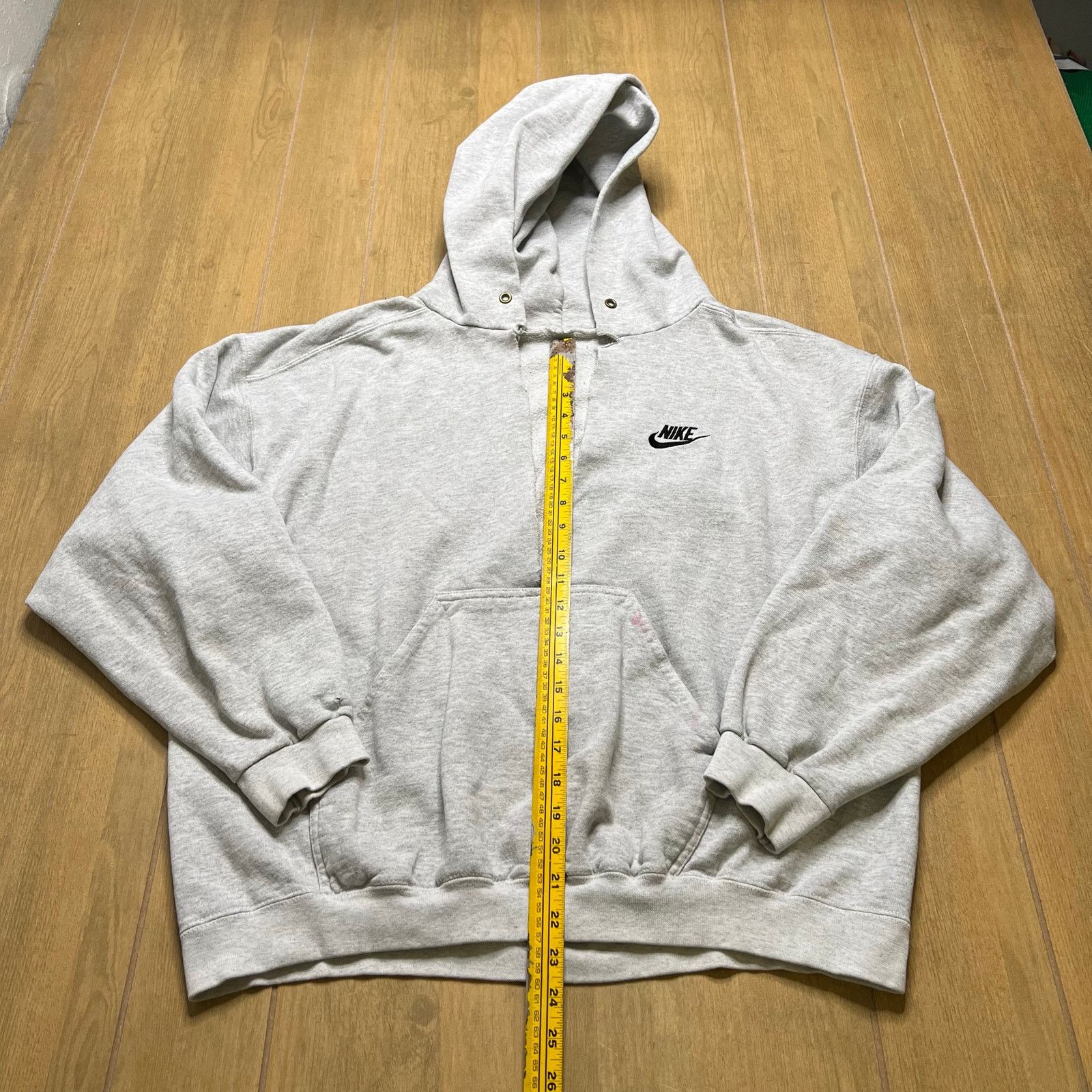 Nike Vintage 90s Nike Swoosh Hoodie Grey Size XL Distress Rip Size US XL / EU 56 / 4 - 4 Thumbnail