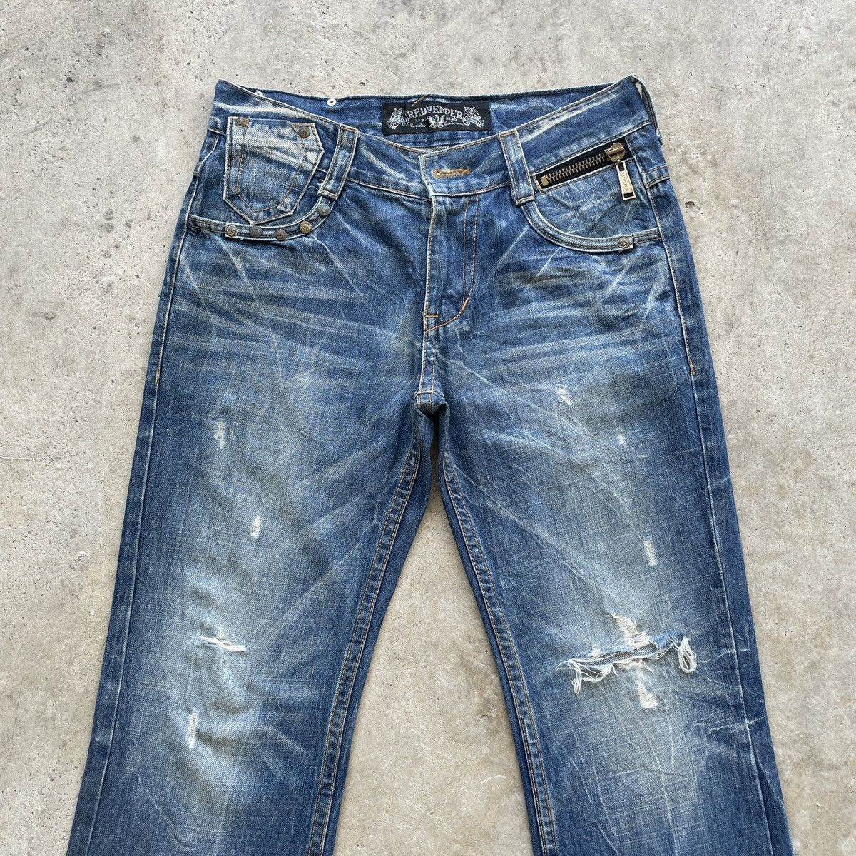 If Six Was Nine Vintage Japan Jeans Skulls Distressed Faded Denim Pants W32 Size US 32 / EU 48 - 5 Thumbnail
