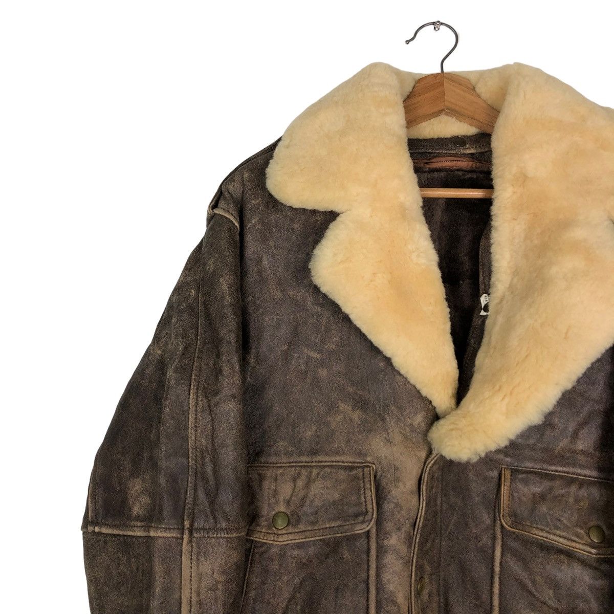 Japanese Brand 🔥VINTAGE FLY LEATHER JACKET BIKER MINK FUR COLLAR Size US M / EU 48-50 / 2 - 5 Thumbnail