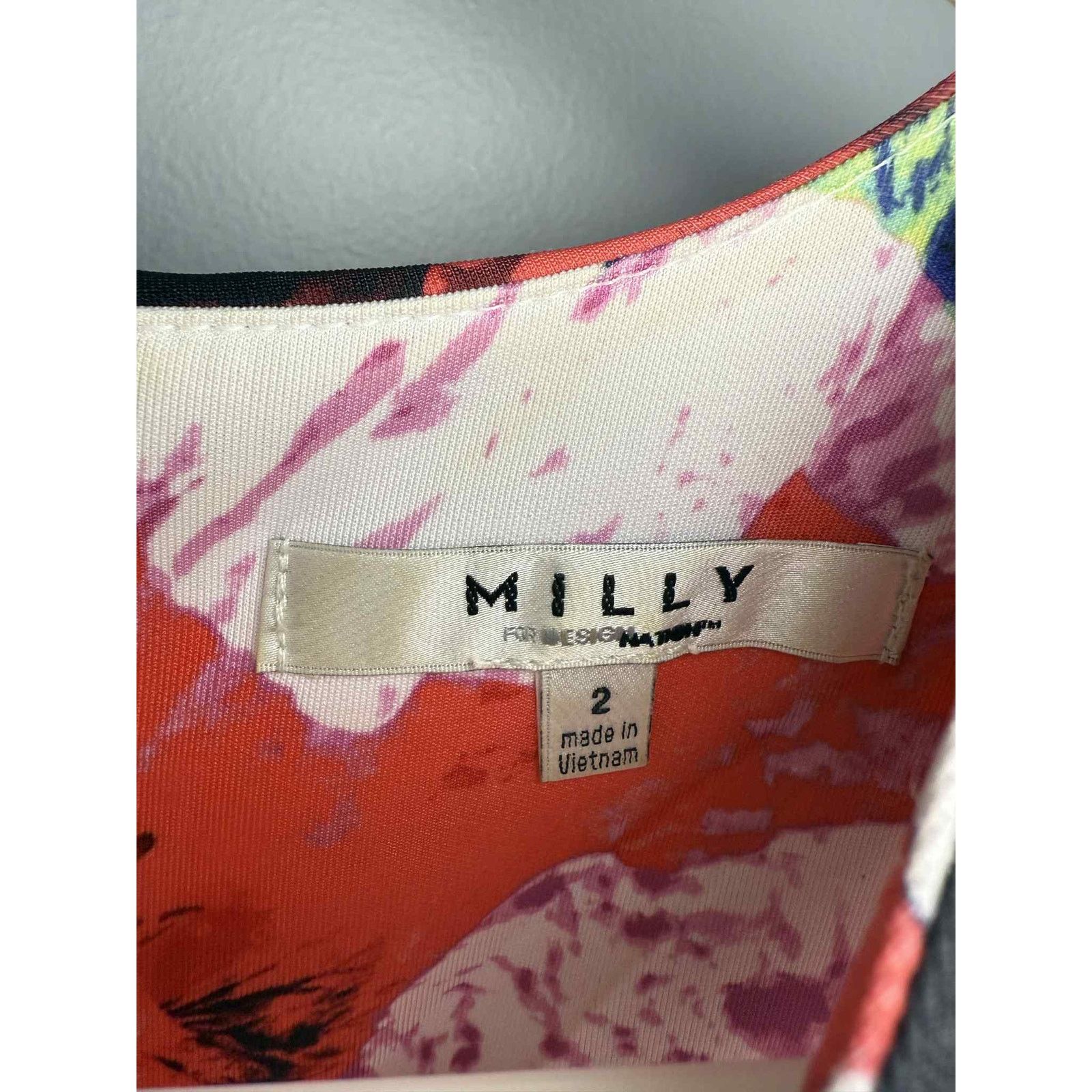 MILLY Milly Floral Fit & Flare Scuba Mini Dress Pink Women's 2 Size XS / US 0-2 / IT 36-38 - 8 Thumbnail