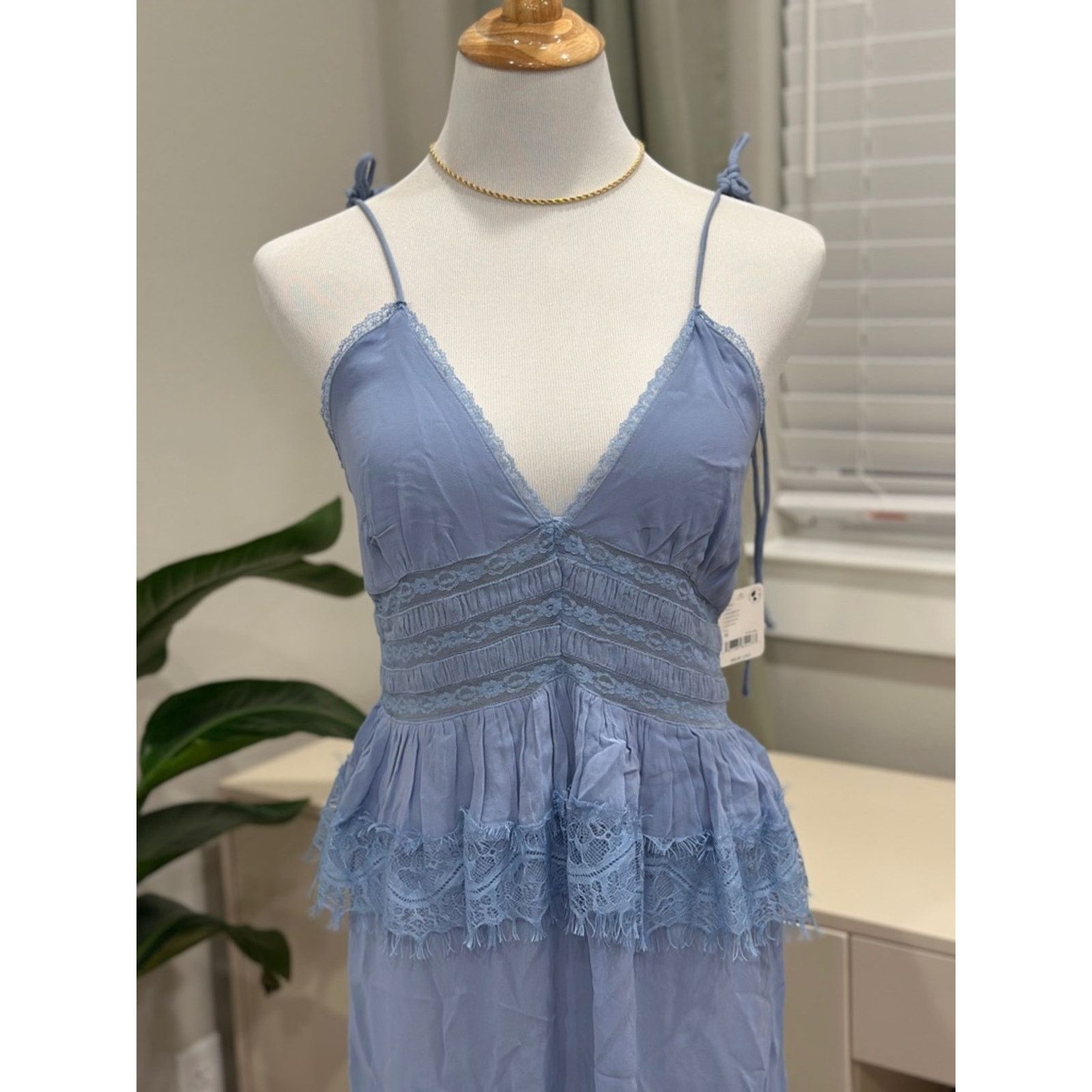 Free People Free People Kiki Peplum Midi Slip Dress in chambra Size M / US 6-8 / IT 42-44 - 3 Thumbnail