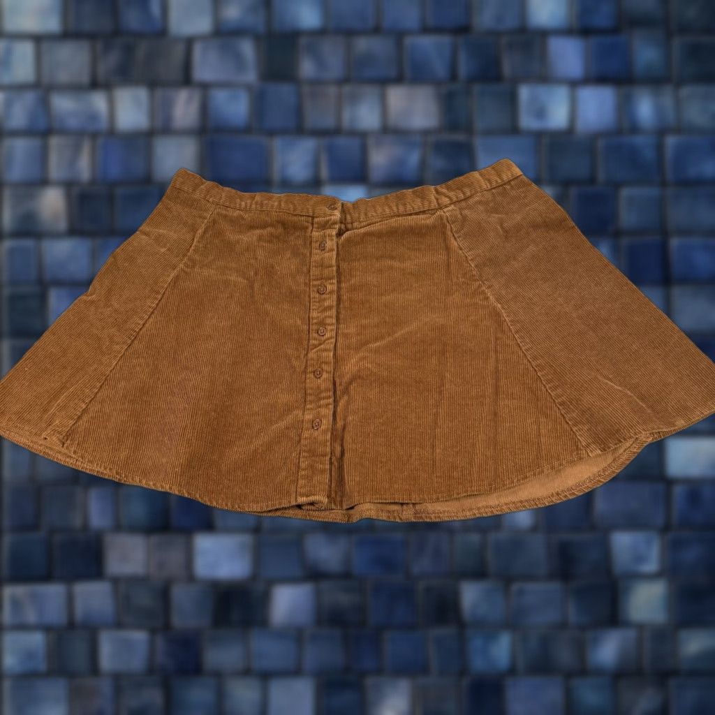 Joe Boxer VINTAGE 90s Y2K Brown Corduroy Skirt Women XL 32 Midi Button Up Front Close Size 34" / US 12 / IT 48 - 1 Thumbnail