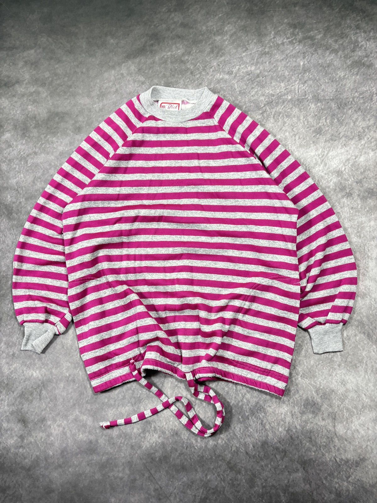 Vintage 1980s Vintage Sweatshirt Striped Crewneck Drawstring Crop 80 Size S / US 4 / IT 40 - 18 Thumbnail