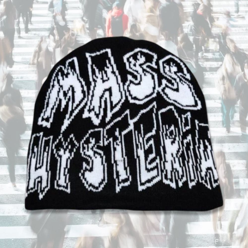 Other Mass Hysteria Graphic No Cuff Skull Cap Beanie Hat Black Size ONE SIZE - 1 Thumbnail