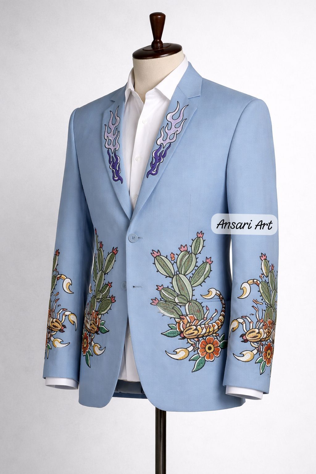 Other Men 2Pc Customized Cactus Embroidery Cocktail Parties Outfit Size 42L - 2 Thumbnail