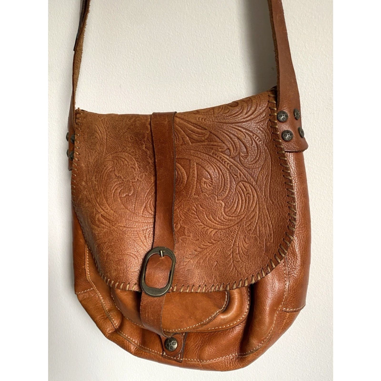 Patricia Nash VINTAGE Patricia Nash Barcelona Saddle Bag Italian Leather Brown Women’s Medium Bag Accessories Women Brown Saddle Bag Patricia Barcelona Vintage Size ONE SIZE - 5 Thumbnail