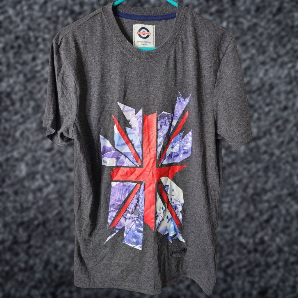 Lambretta Lambretta Mens M T Shirt Union Jack Flag Racing UK Gray Cotton Crew Neck Short Sleeve Size US M / EU 48-50 / 2 - 1 Thumbnail
