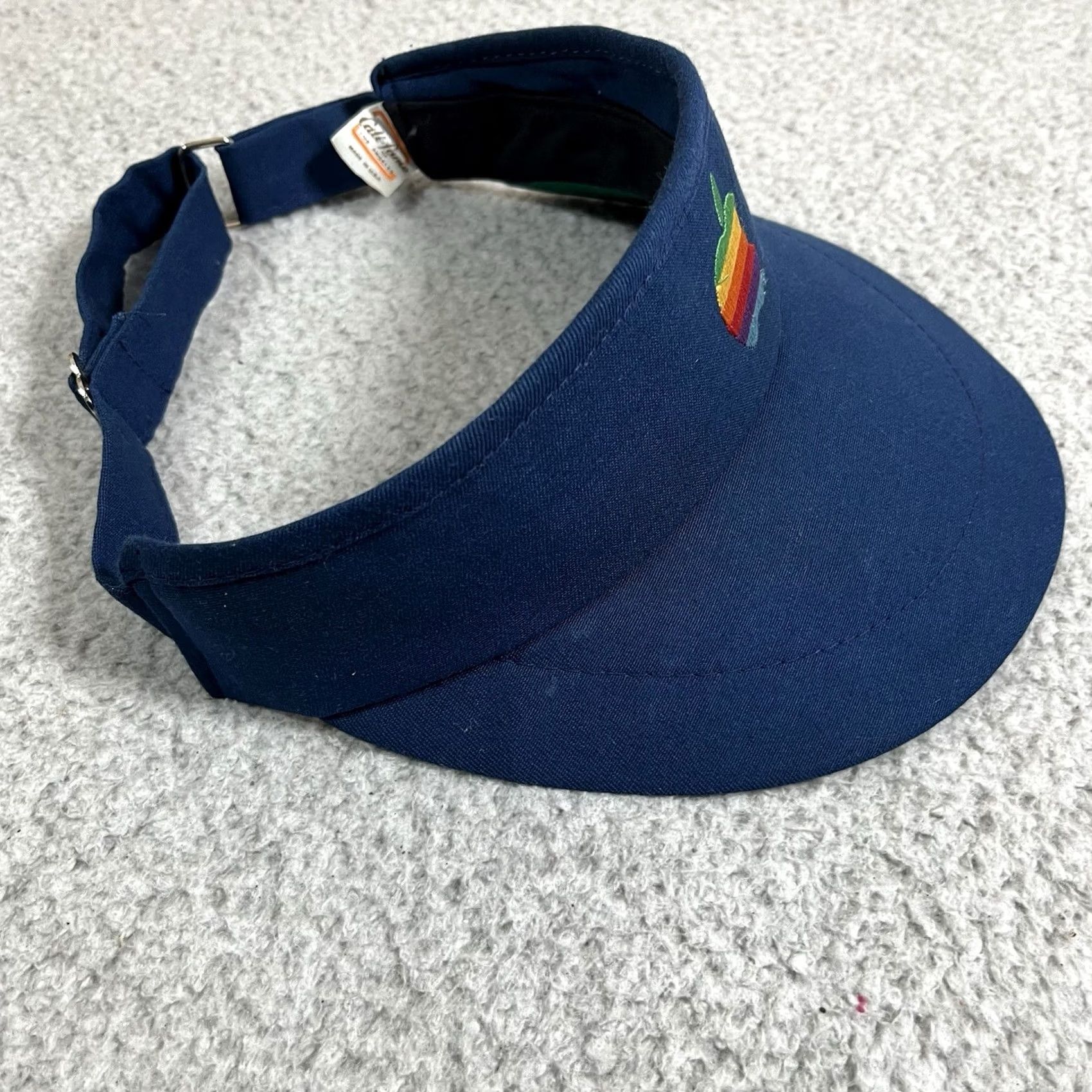 Apple VINTAGE Apple Visor Hat Blue Adjustable One Size Cotton Mens 90s USA Macintosh Size ONE SIZE - 7 Thumbnail