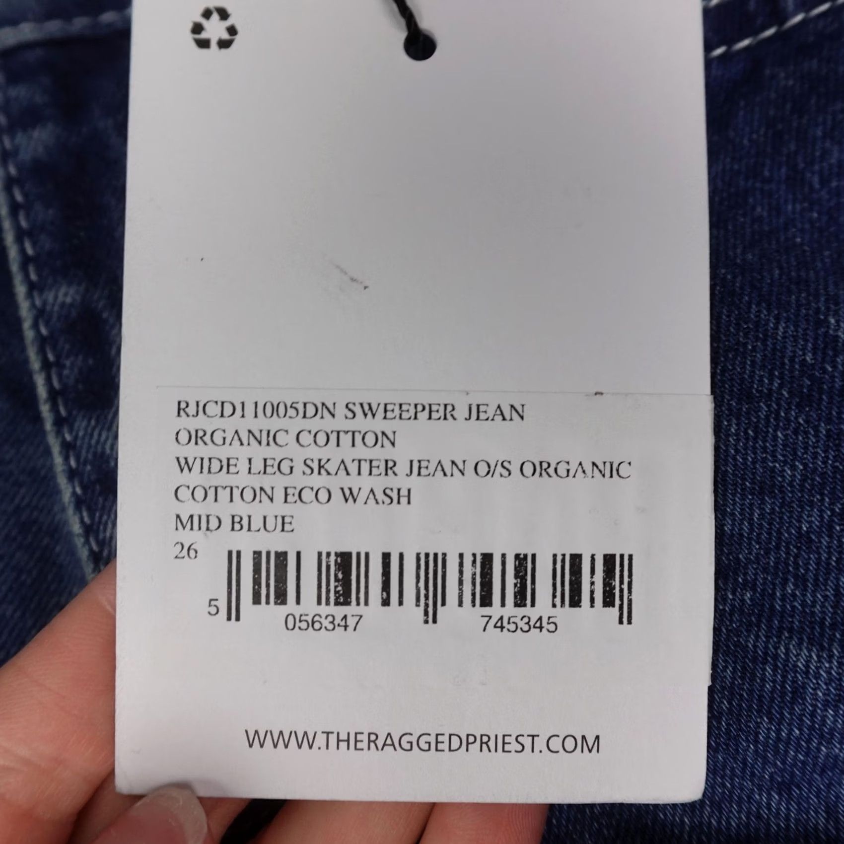 Vintage Ragged Jeans Womens Blue High Rise Wide Leg Skater Jeans 26 Organic Denim NWT Size 26" / US 2 / IT 38 - 4 Thumbnail