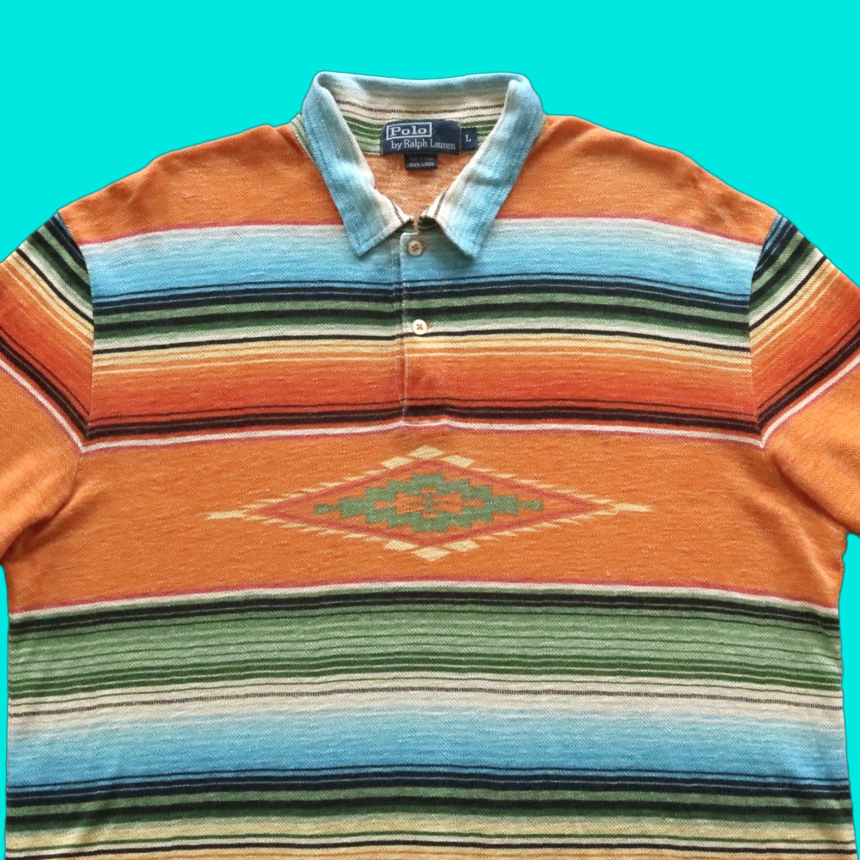 Polo Ralph Lauren VINTAGE Polo Ralph Lauren Polo Shirt Linen Orange Size L Mens Shirt Size US L / EU 52-54 / 3 - 1 Thumbnail