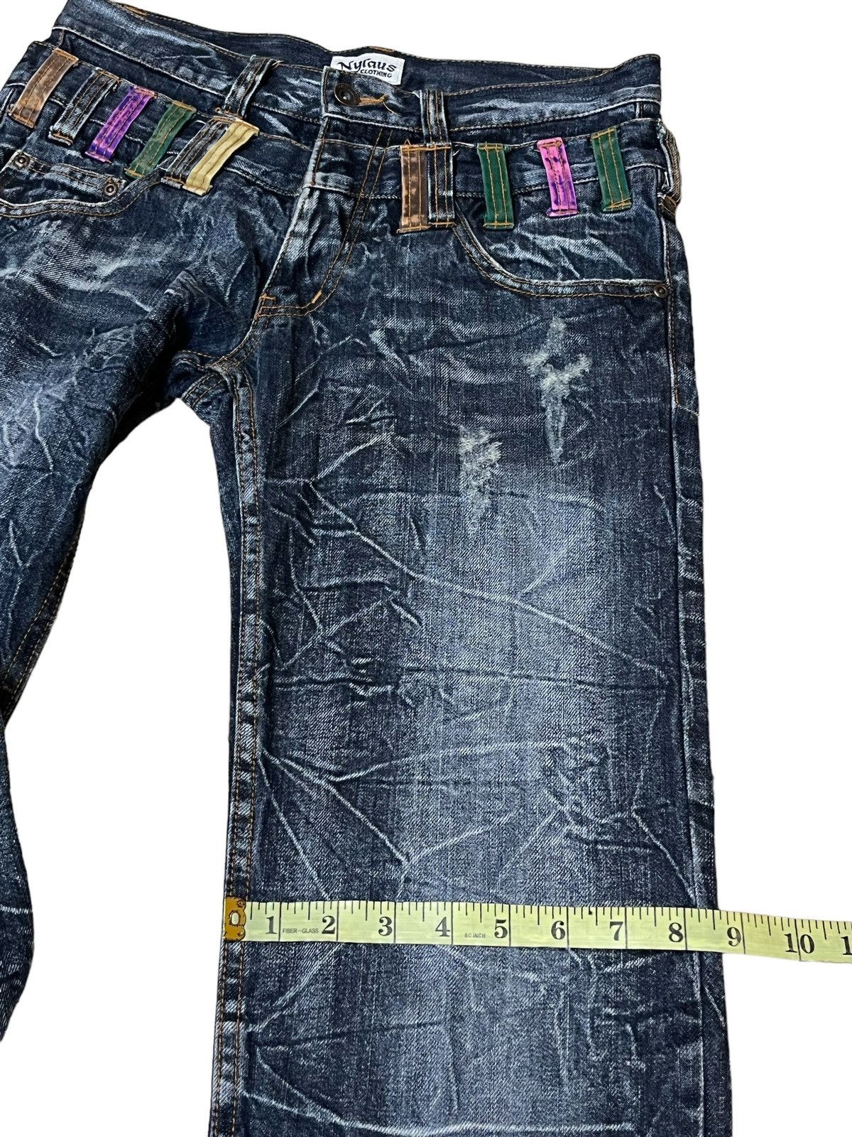Japanese Brand SICK🔥JAPANESE BRAND "NYLAUS JEANS" DOUBLE WAIST JEANS/DENIM Size US 31 - 14 Thumbnail