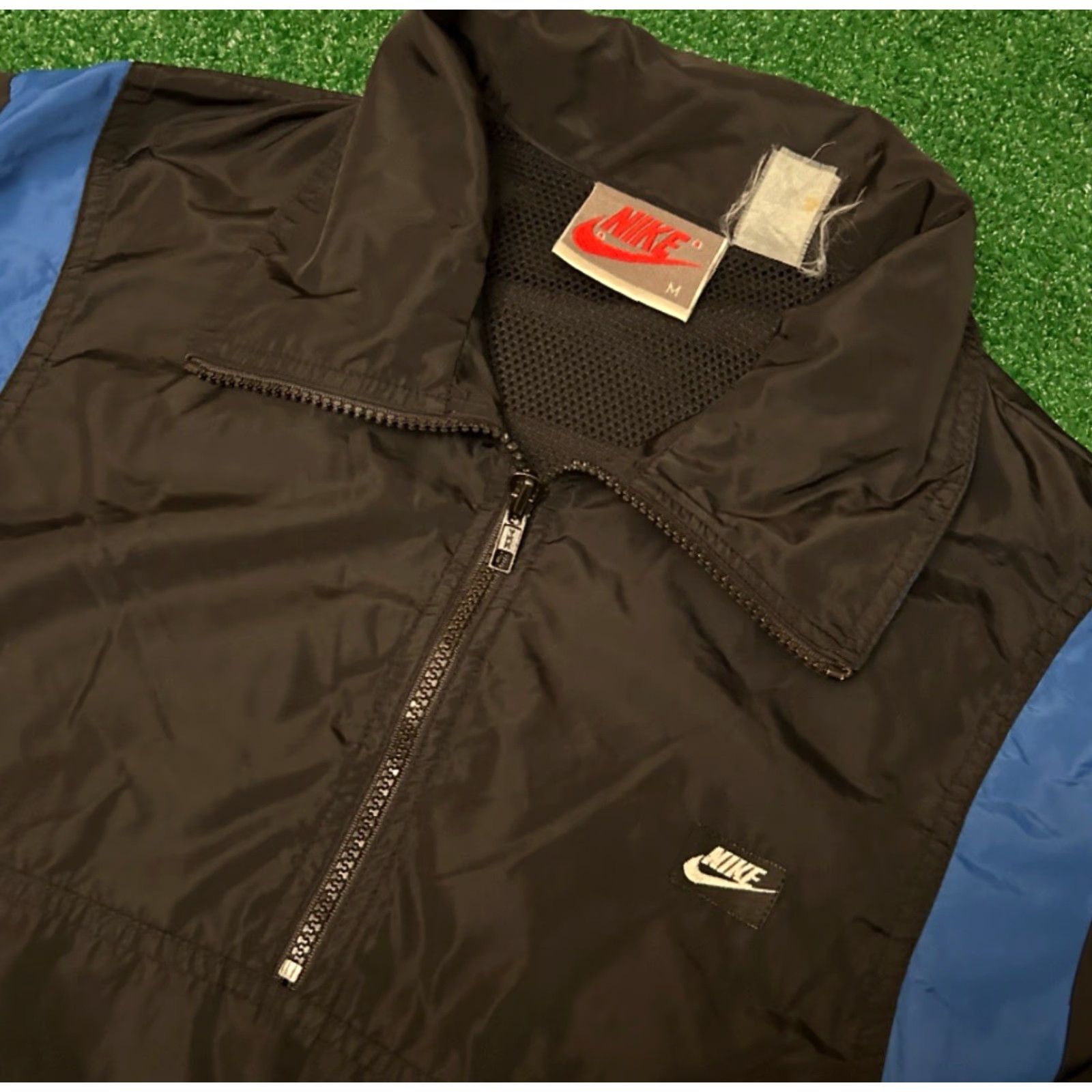 VINTAGE Nike Air Windbreaker Jacket Men Medium Royal Blue Black