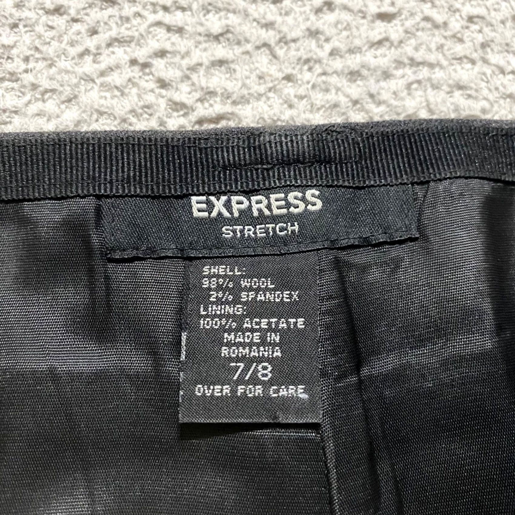 Express Express Skirt Knee Length Wool Black Gray Pencil Straight Womens Size 8 Stretch Pockets Lined Rise Mid 656 Size 30" / US 8 / IT 44 - 3 Thumbnail