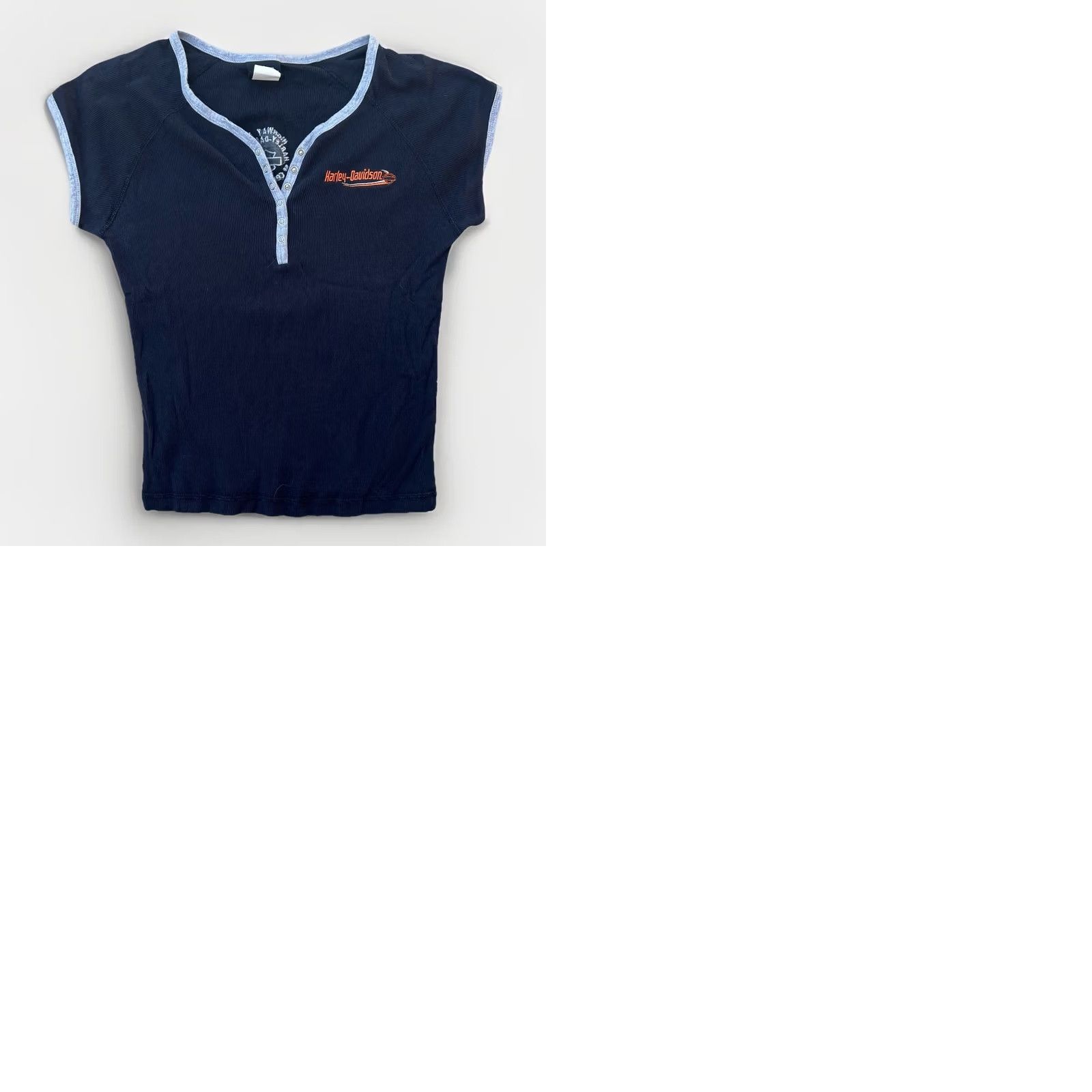 Harley Davidson Harley-Davidson Womens Ribbed Henley T Shirt Black Y2K Fitted Motorcycle Top L Size L / US 10 / IT 46 - 12 Thumbnail