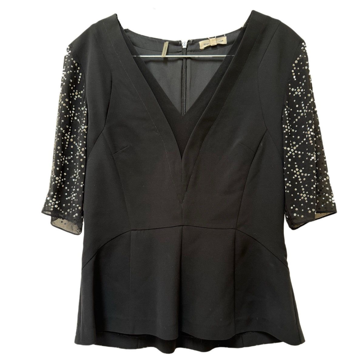 Rebecca Taylor Rebecca Taylor women’s geo shimmer silk black blouse embell Size S / US 4 / IT 40 - 1 Thumbnail