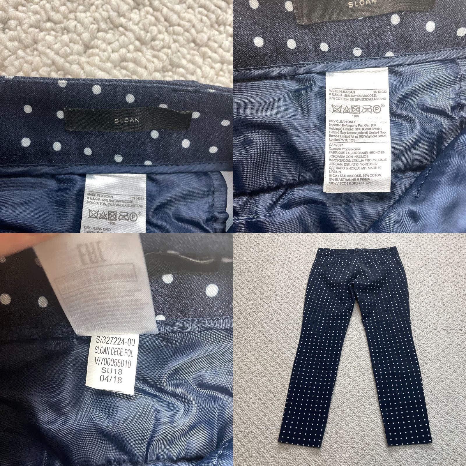 Banana Republic Banana Republic Sloan Pants Womens 0 Petite Navy Blue Polka Dot Ankle 28x25 Pants Girls? Size 28" / US 6 / IT 42 - 8 Thumbnail