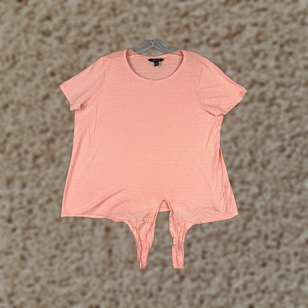 Ralph Lauren Lauren Ralph Lauren Women's Short Sleeve Pink Stripe T-Shirt 1X All Seasons Casual Size XL / US 12-14 / IT 48-50 - 1 Thumbnail