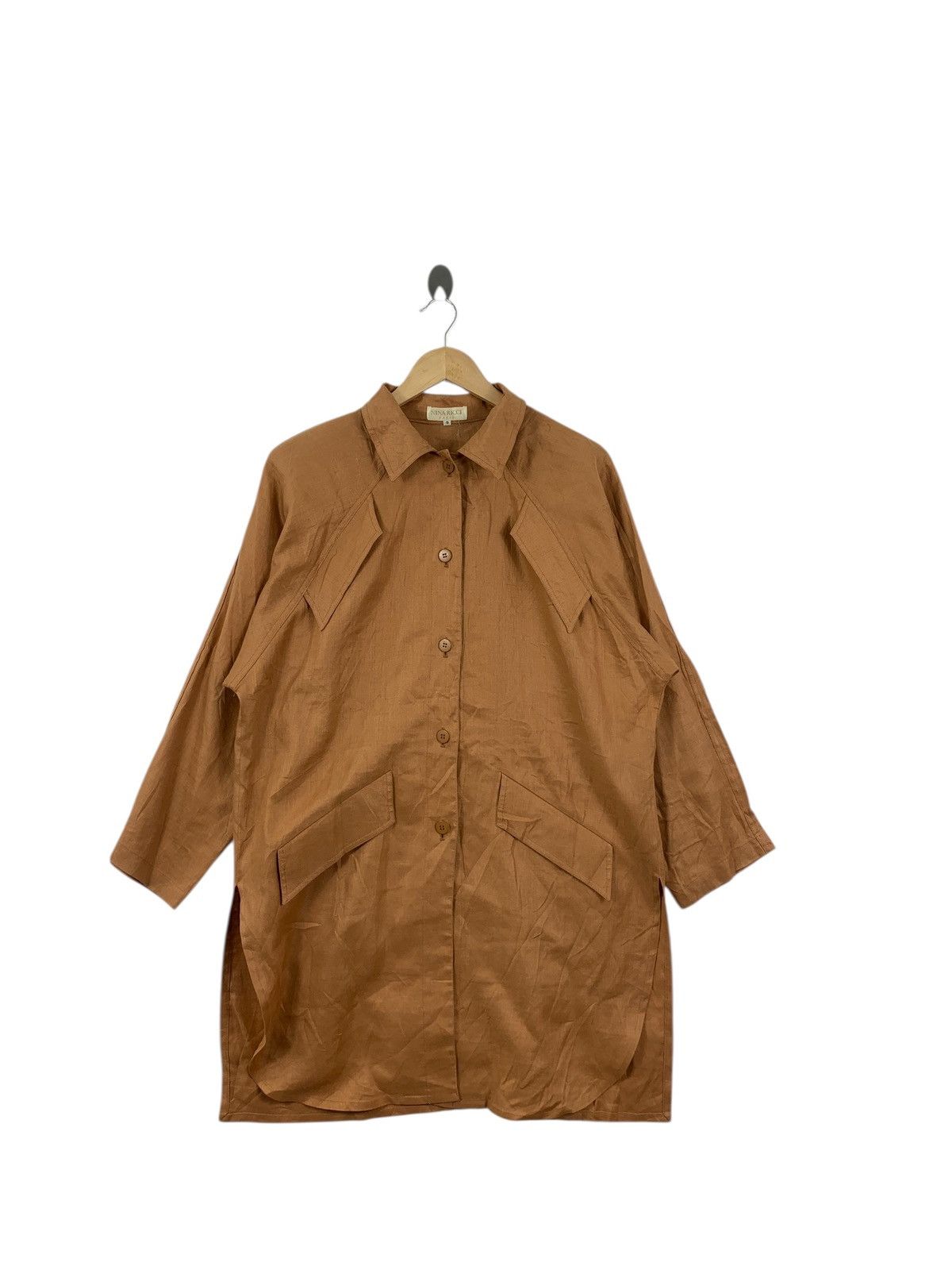 Nina Ricci Vintage NINA RICCI PARIS Minimalist Design Trench Coat Size L / US 10 / IT 46 - 3 Thumbnail