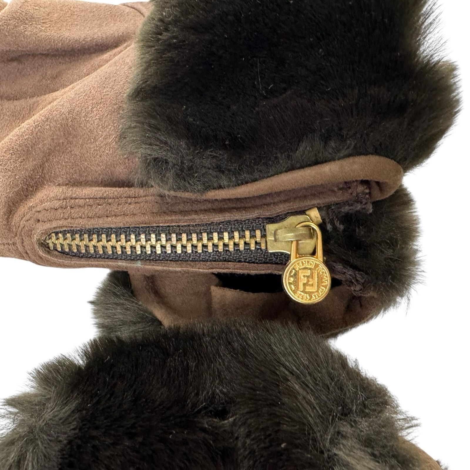 Fendi Fendi Brown Suede and Fur Gloves Size ONE SIZE - 6 Thumbnail