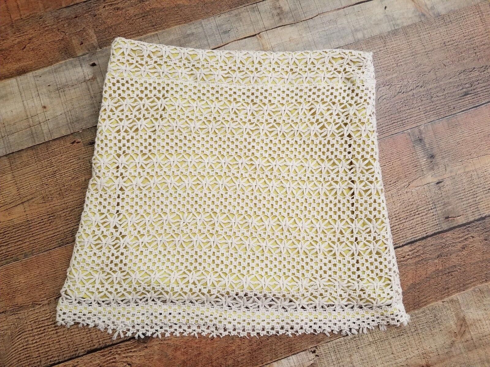 Designer Umgee Skirt small Crochet Beige Over Yellow Mini Short boho Size 28" / US 6 / IT 42 - 1 Thumbnail