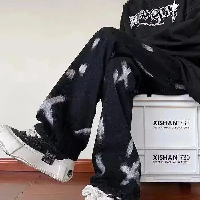 Japanese Brand Black Painted Denim Jeans Size US 30 / EU 46 - 2 Thumbnail