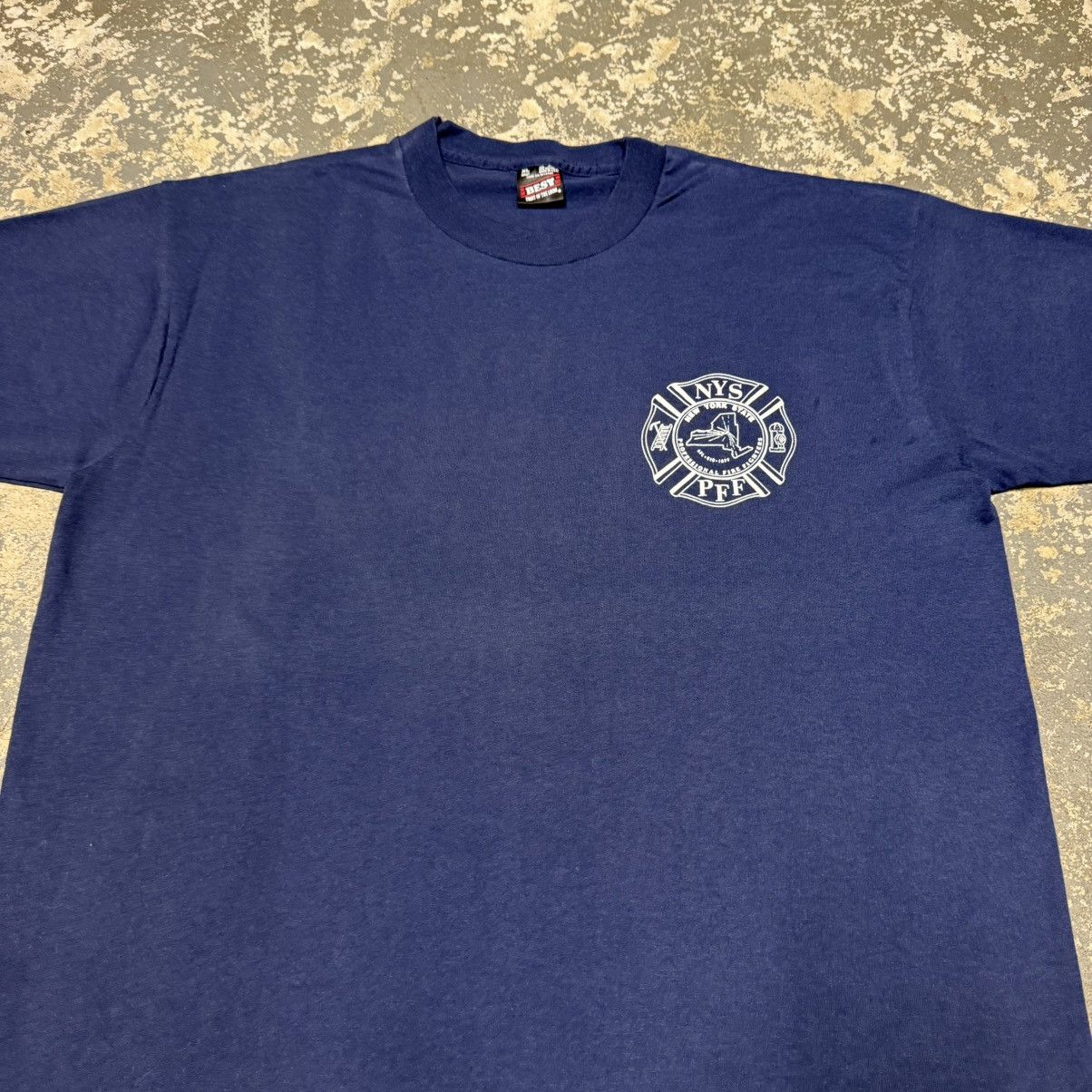 Vintage Vintage NYS Professional Firefighter Navy 90s Tshirt Size US XL / EU 56 / 4 - 11 Thumbnail