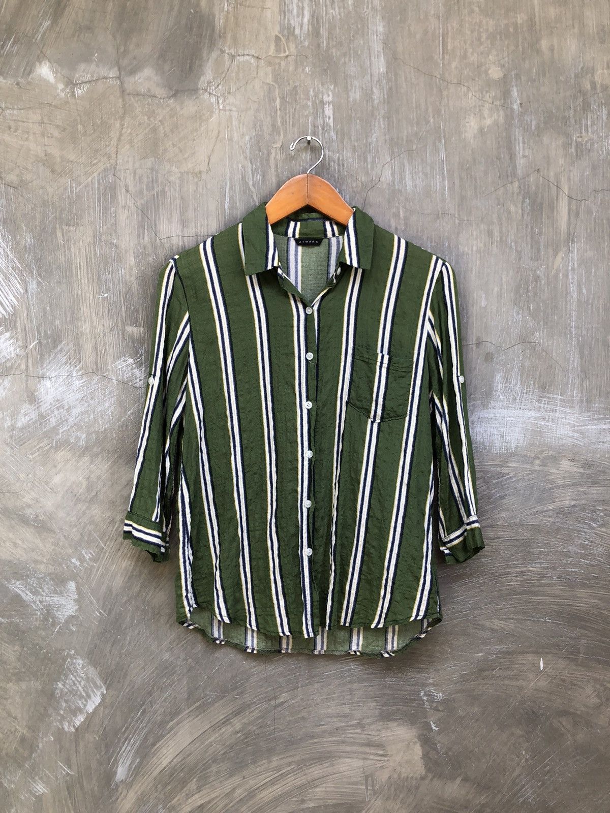 Japanese Brand Atmark Stripe Button Up Shirt Size M / US 6-8 / IT 42-44 - 1 Thumbnail